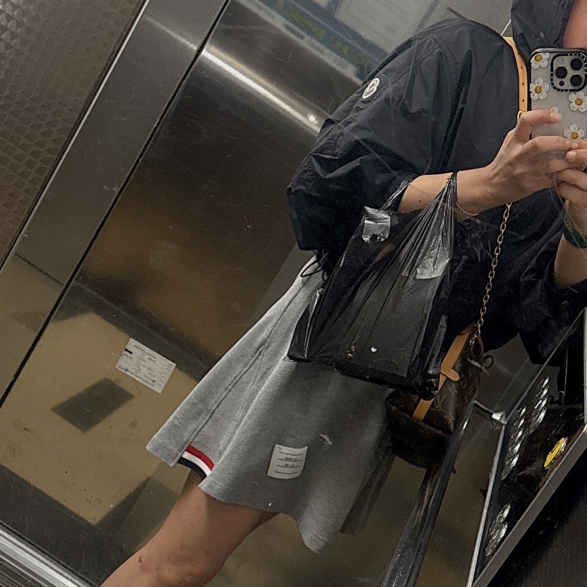 (W) Thom Browne Pique Rib Gusset Tennis Dress Light Grey 착용 스타일