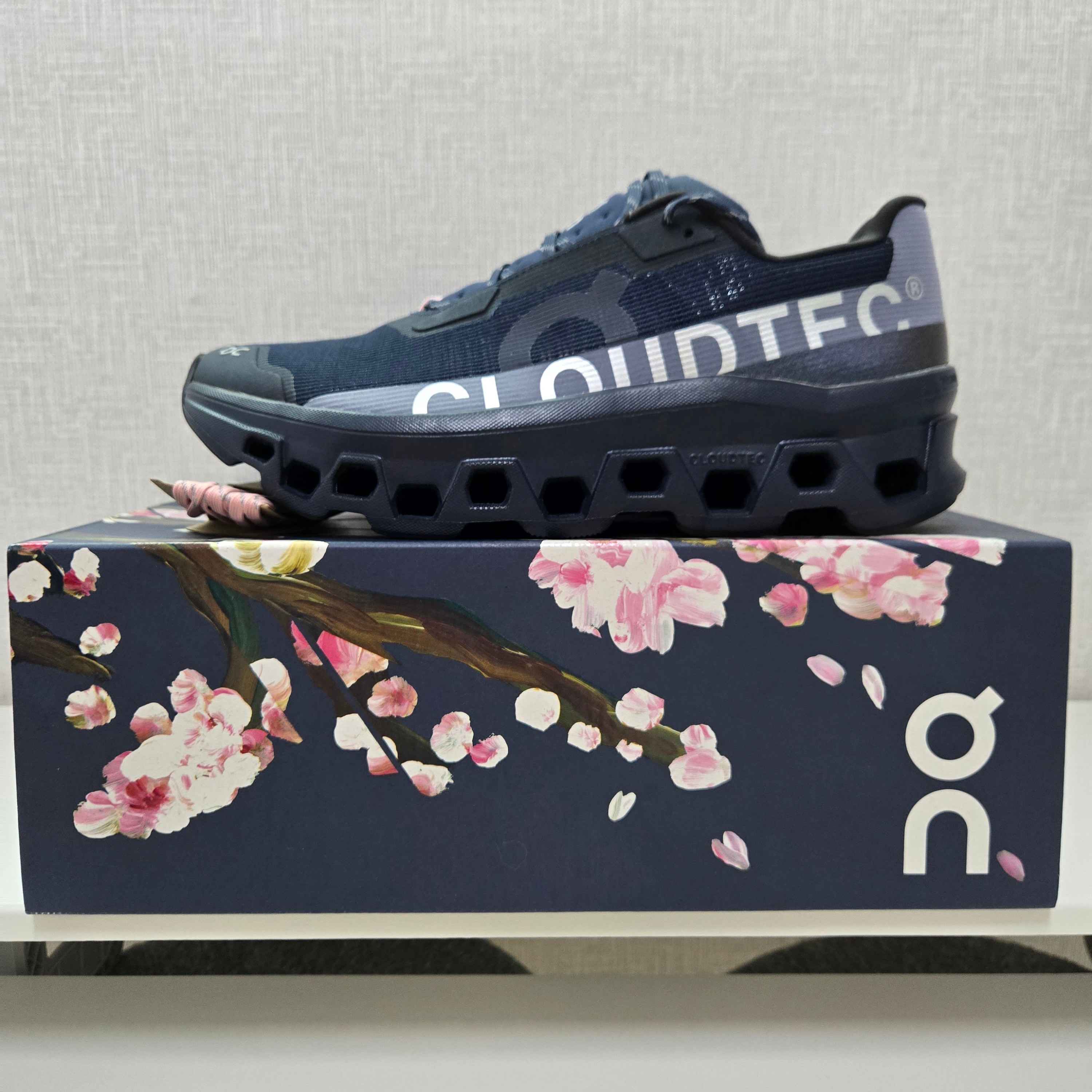 On Running x Atmos Cloudmonster Void Yozakura Navy Cherry Blossom 착용 스타일 - 3