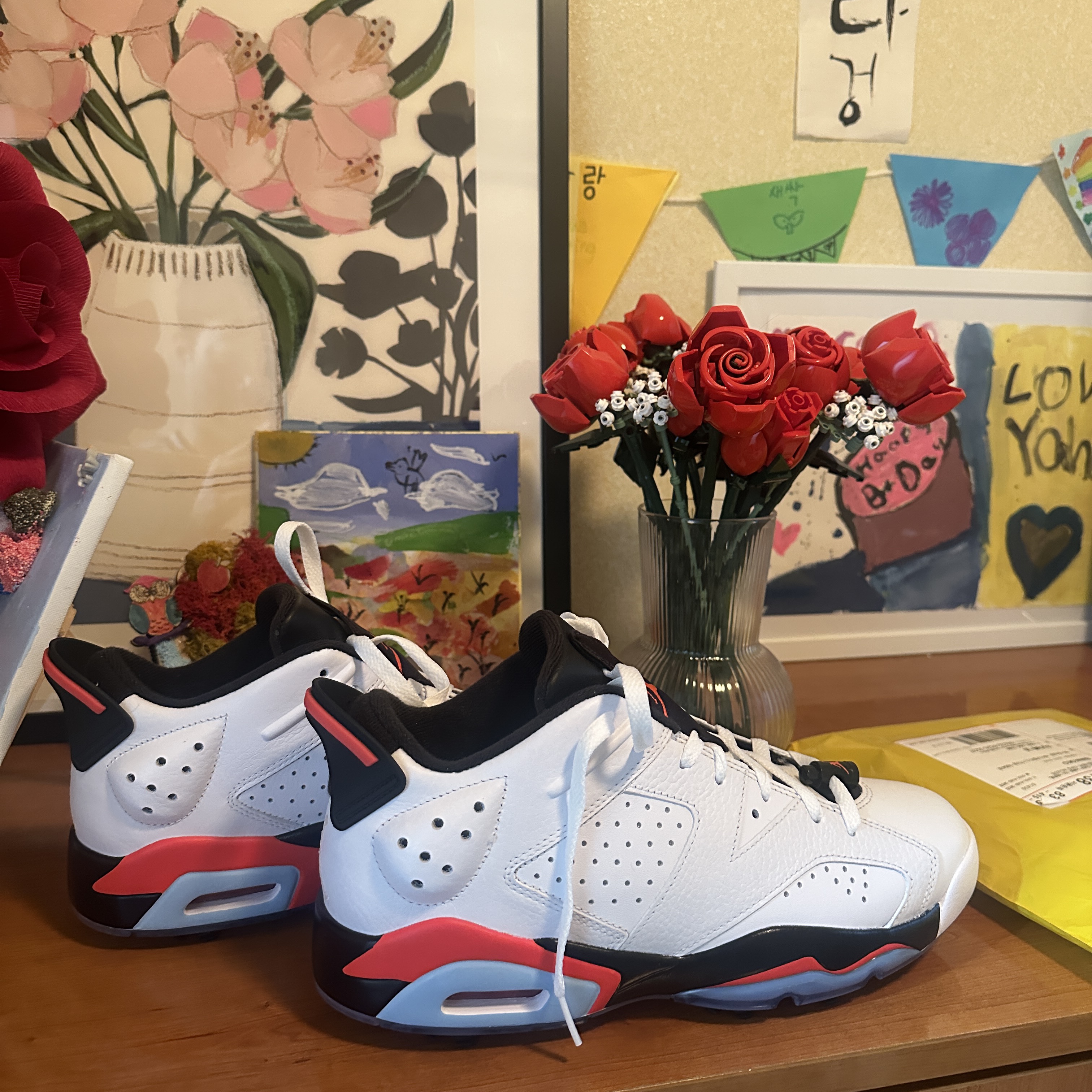 Jordan 6 Retro Low Golf White Infrared 23 착용 스타일 - 1