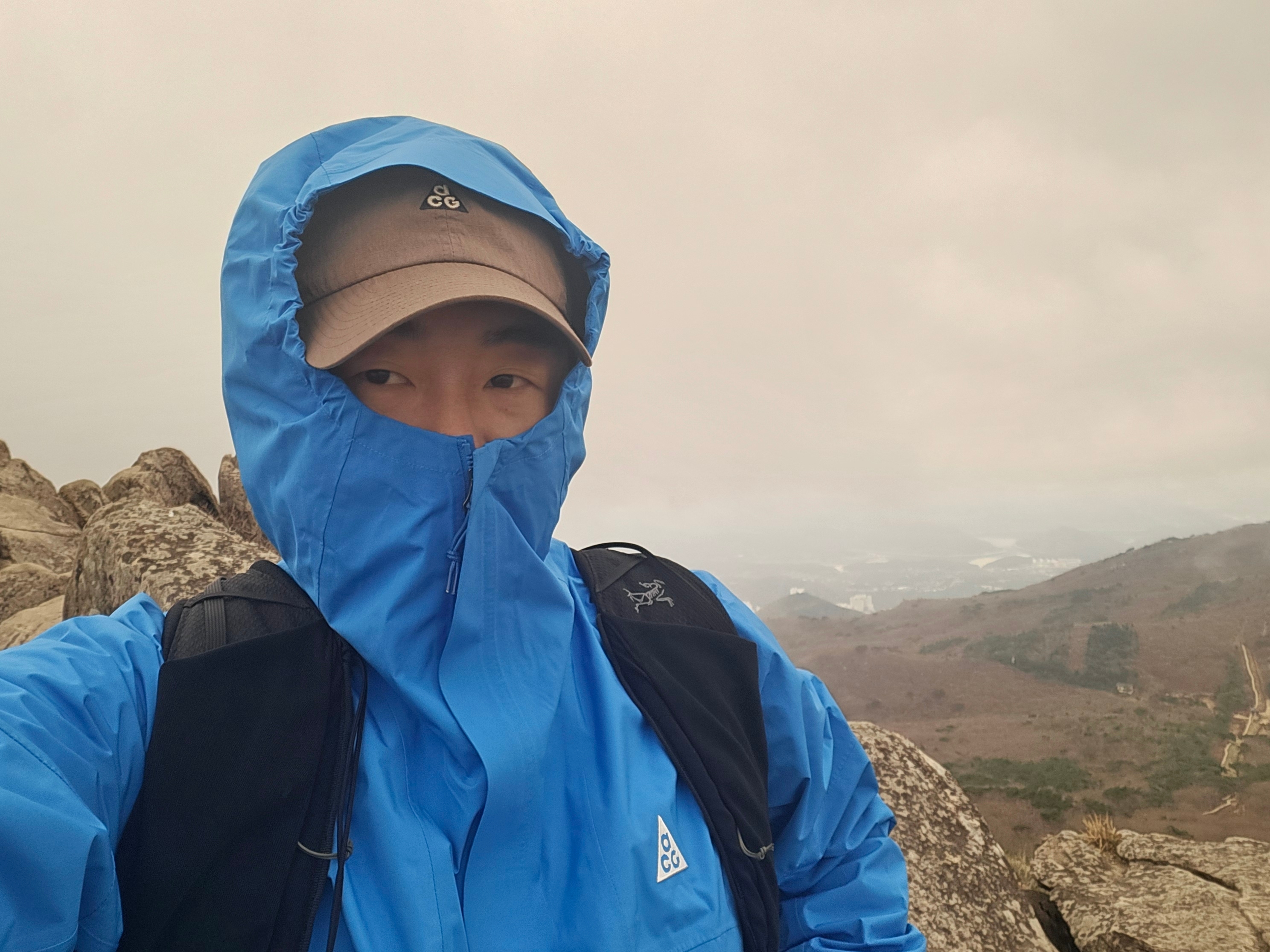 Nike ACG Storm-Fit ADV Cascade Rains Full Zip Jacket Light Photo Blue Summit White - Asia, Nike ACG Heritage 86 Cap Hazel Rush 착용 스타일 - 1