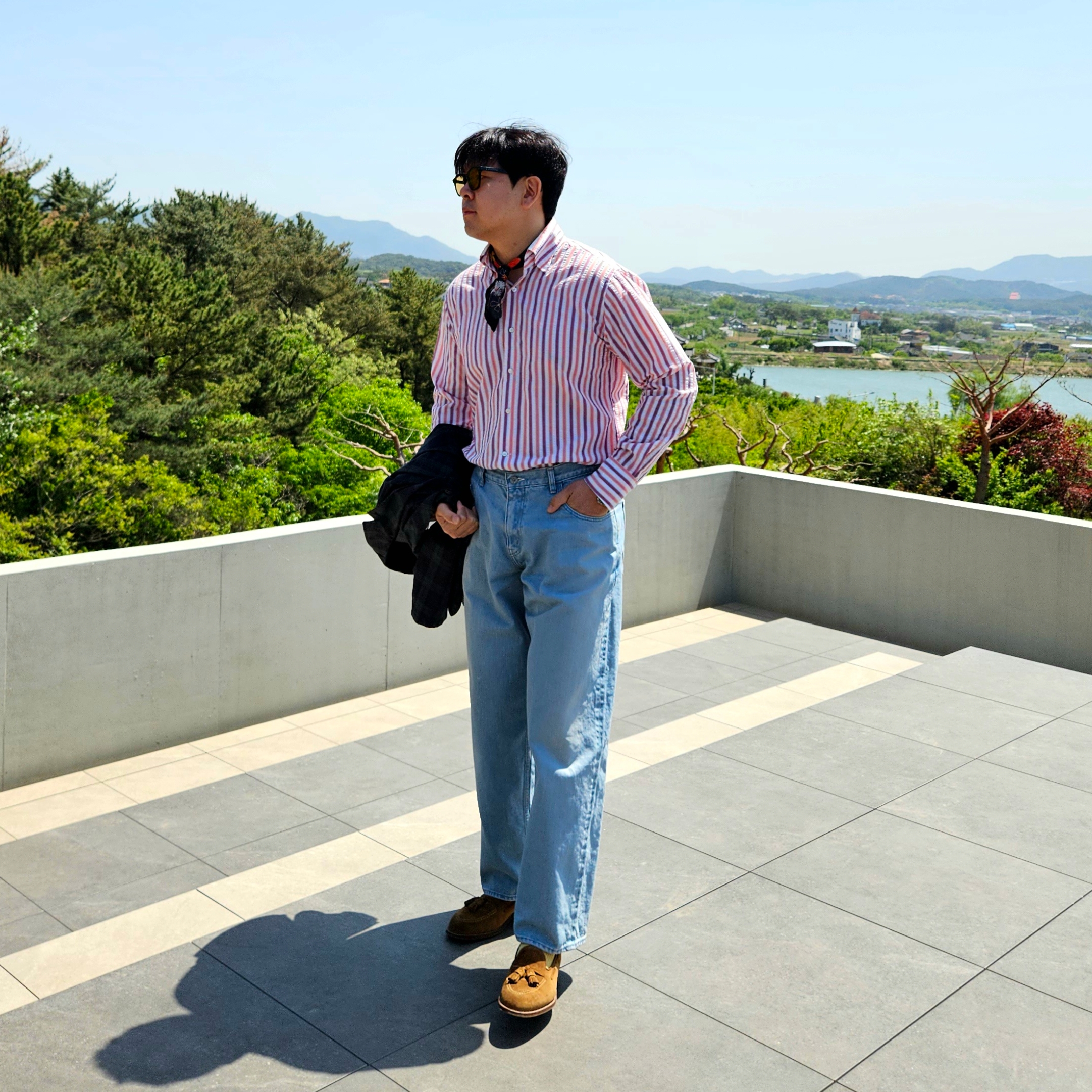 Alden 6243 Suede Unlined Flex Penny Loafer Snuff - D, Ciota Wide Tapered 5 Pocket Pants Light Blue Damage 착용 스타일 - 2