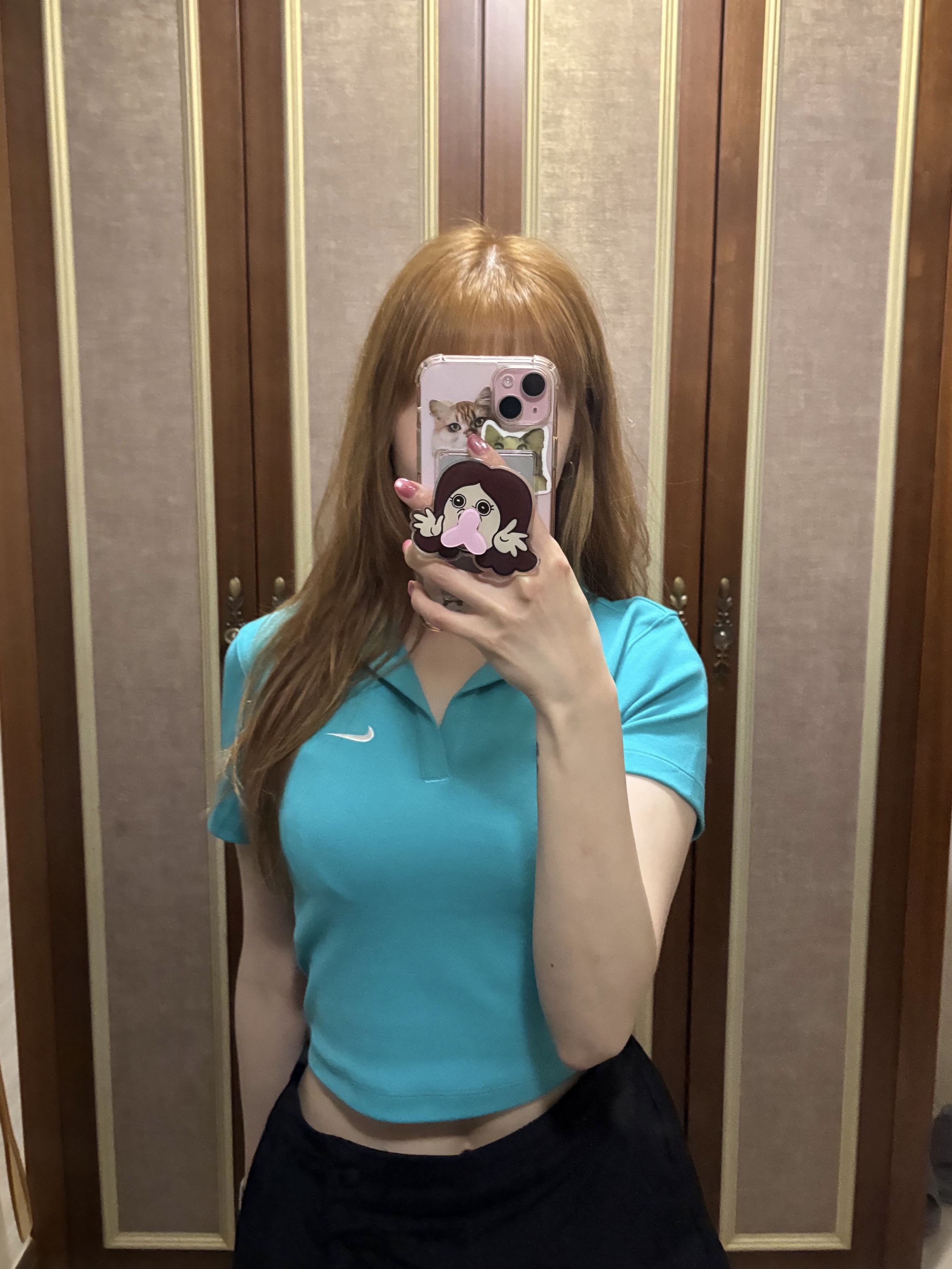 (W) Nike NSW Essential Short Sleeve Polo Top Dusty Cactus Sail - Asia, (W) Nike Air Force 1 '07 Low Triple Black 착용 스타일 - 2