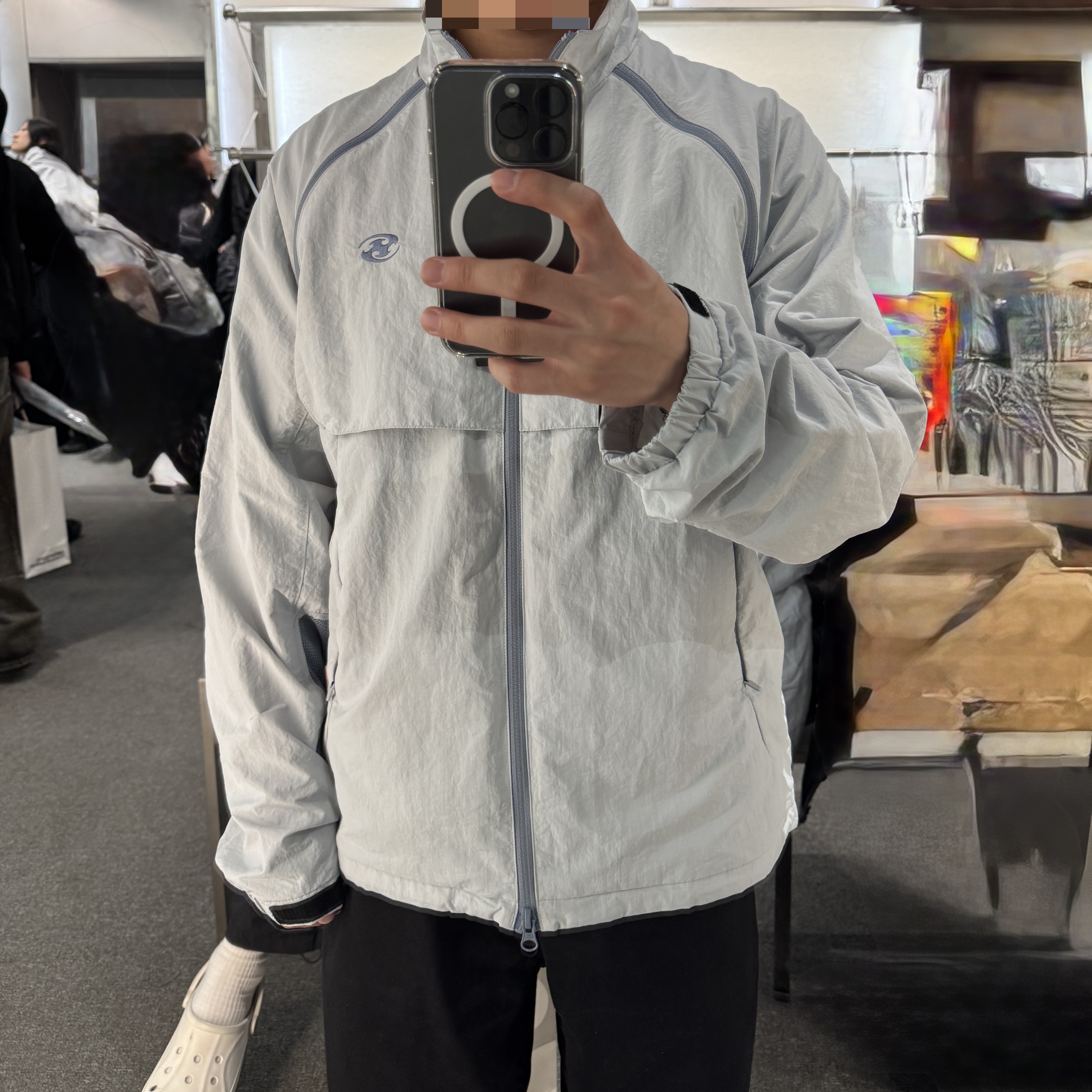 Sansan Gear Slash Zipper Jacket Light Grey - 24SS 착용 스타일 - 3