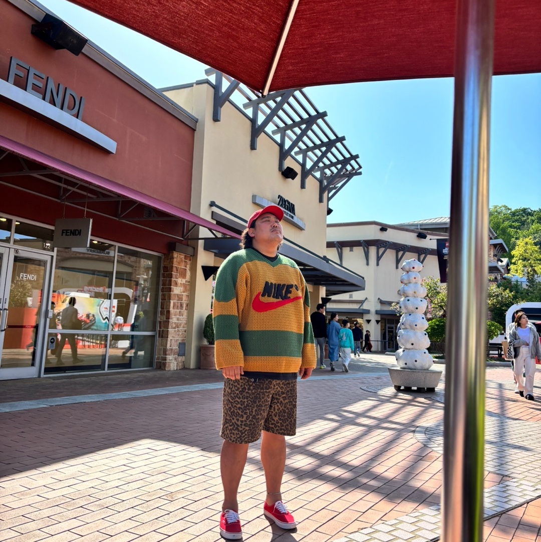 Nike x Cactus Plant Flea Market Crochet Hockey Sweater Chutney, Supreme Washed Chino Twill Camp Cap Red - 25SS 착용 스타일 - 2