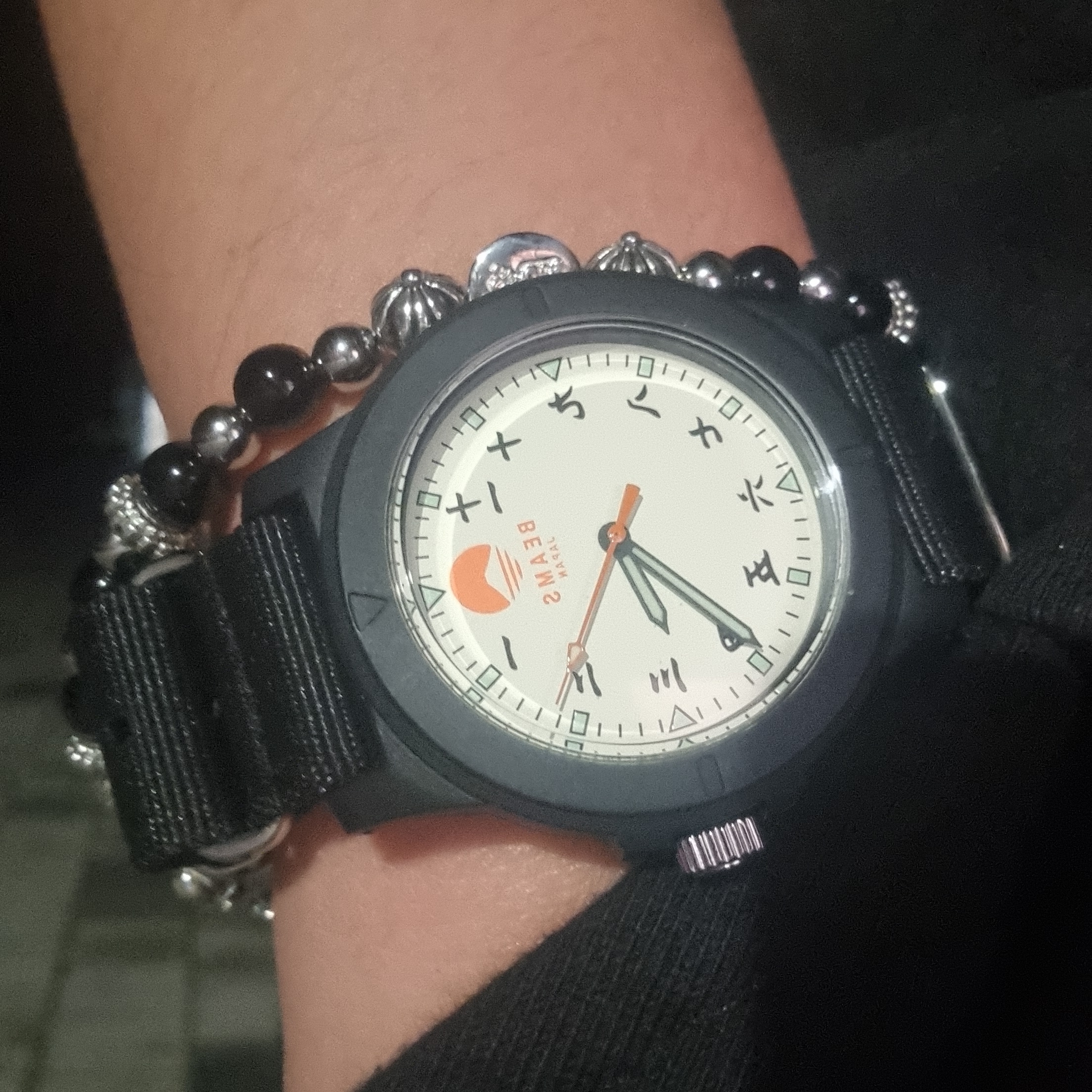 Beams Original Chinese Numerals Watch Black 착용 스타일 - 2