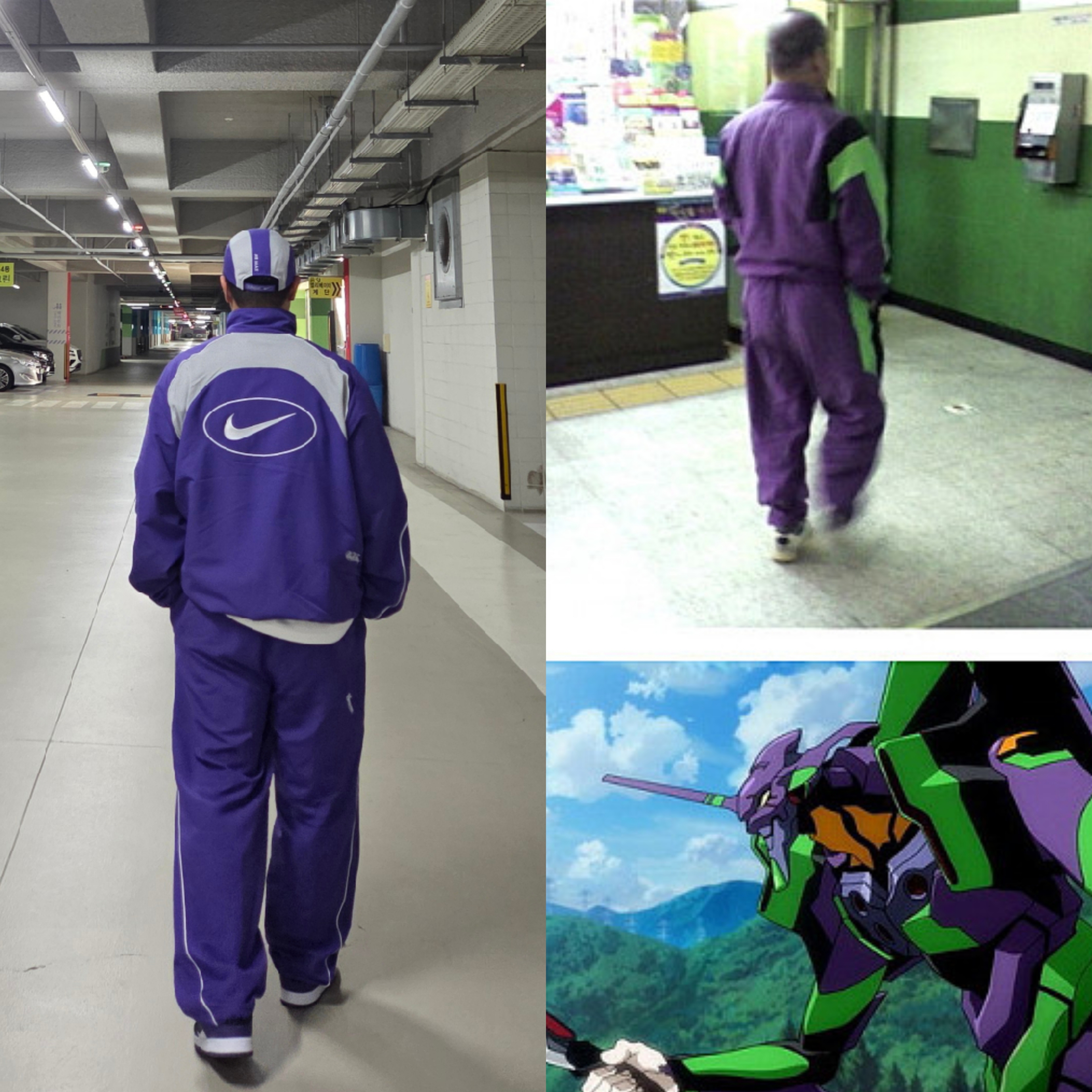 Supreme x Nike Running Hat Purple - 25SS, Supreme x Nike Track Jacket Purple - 25SS 착용 스타일