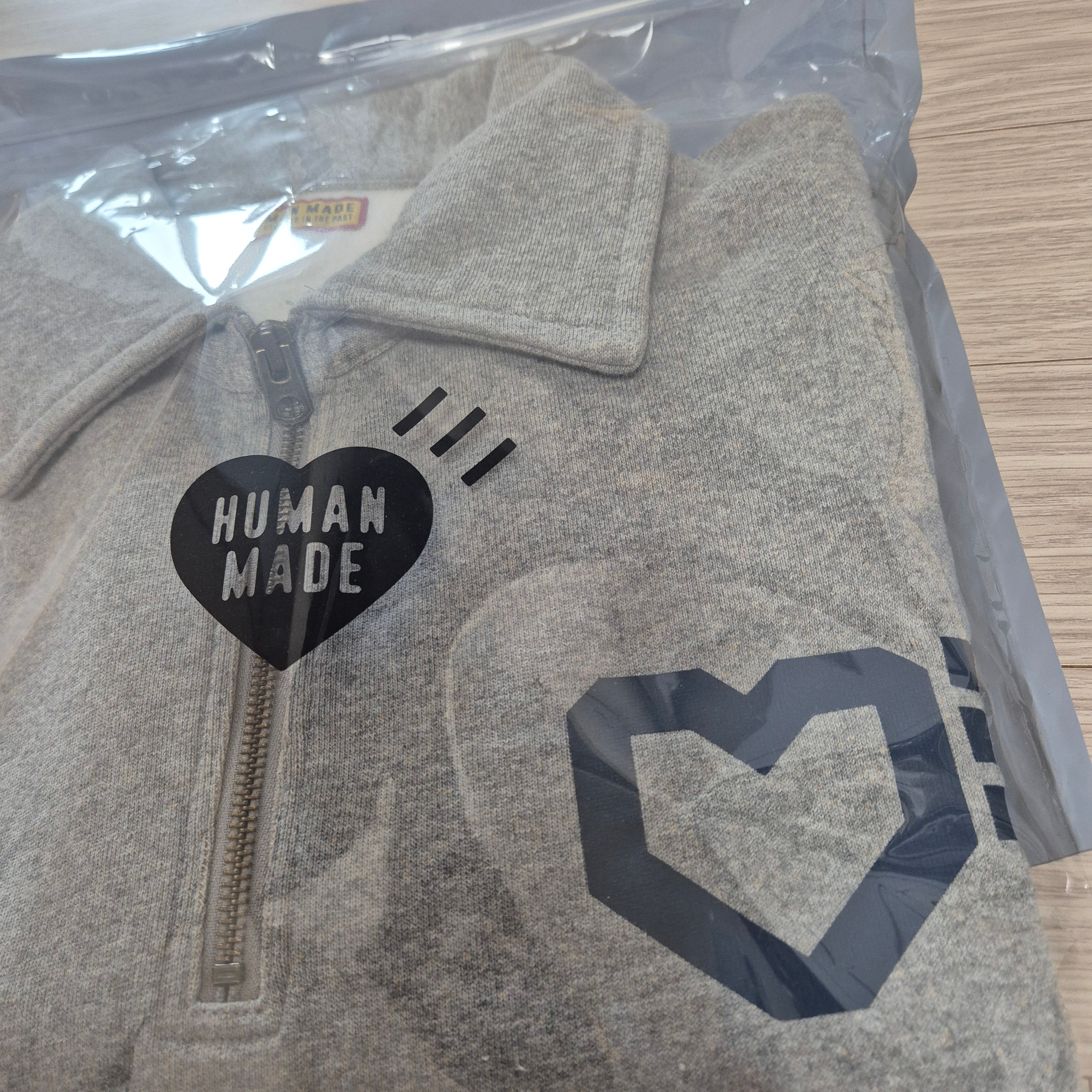 Human Made Half-Zip Sweatshirt Gray 착용 스타일