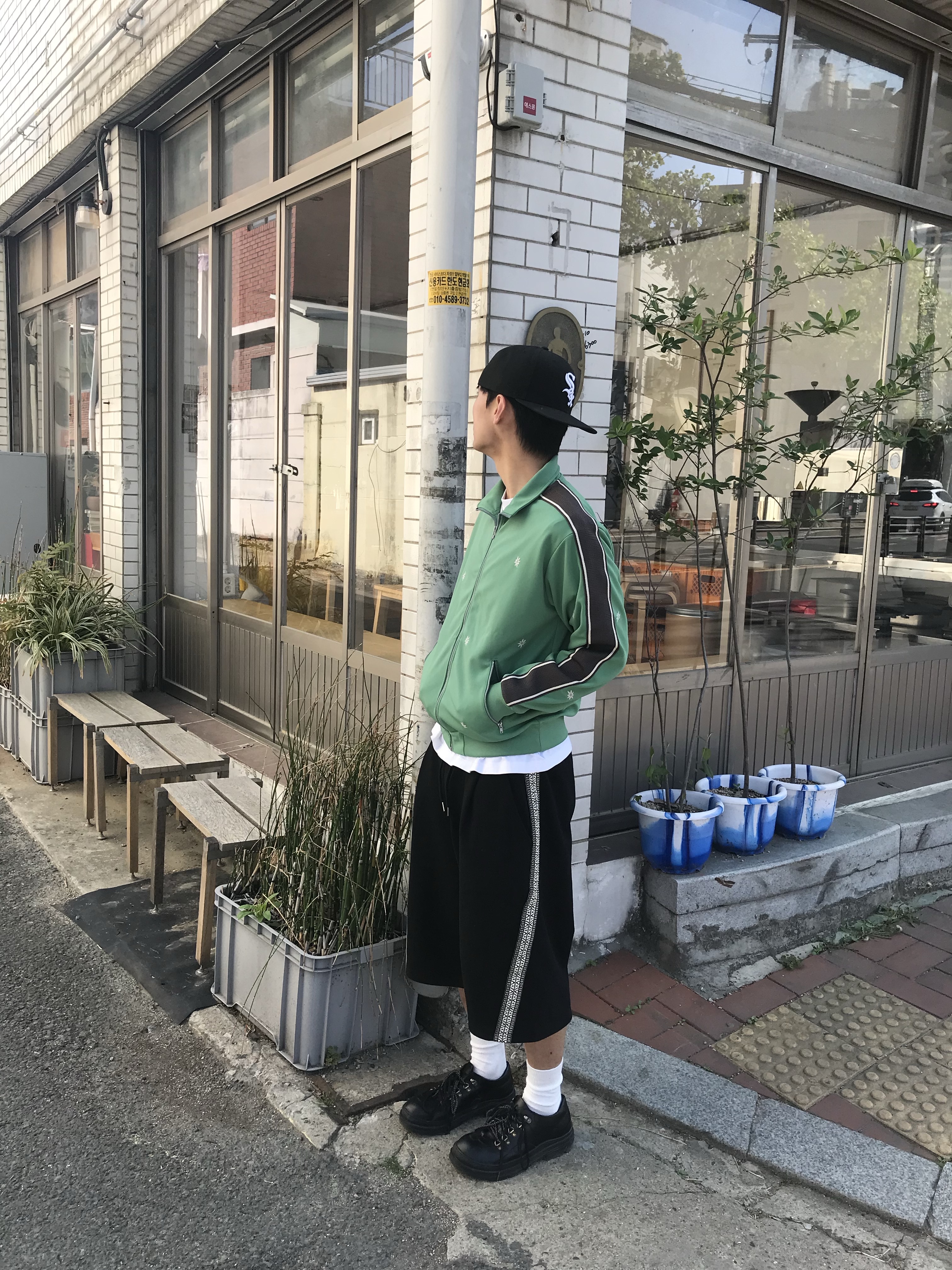 Human Made Nylon Heart Backpack Green 착용 스타일 - 4