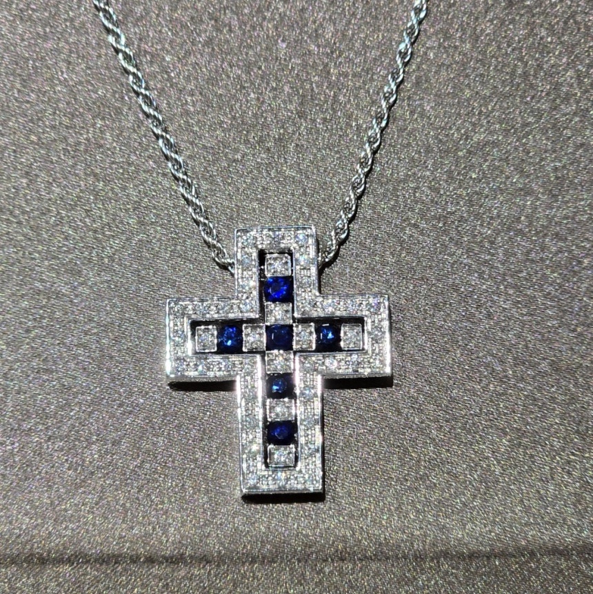 Damiani Belle Epoque Diamonds Sapphires Necklace White Gold 착용 스타일 - 4