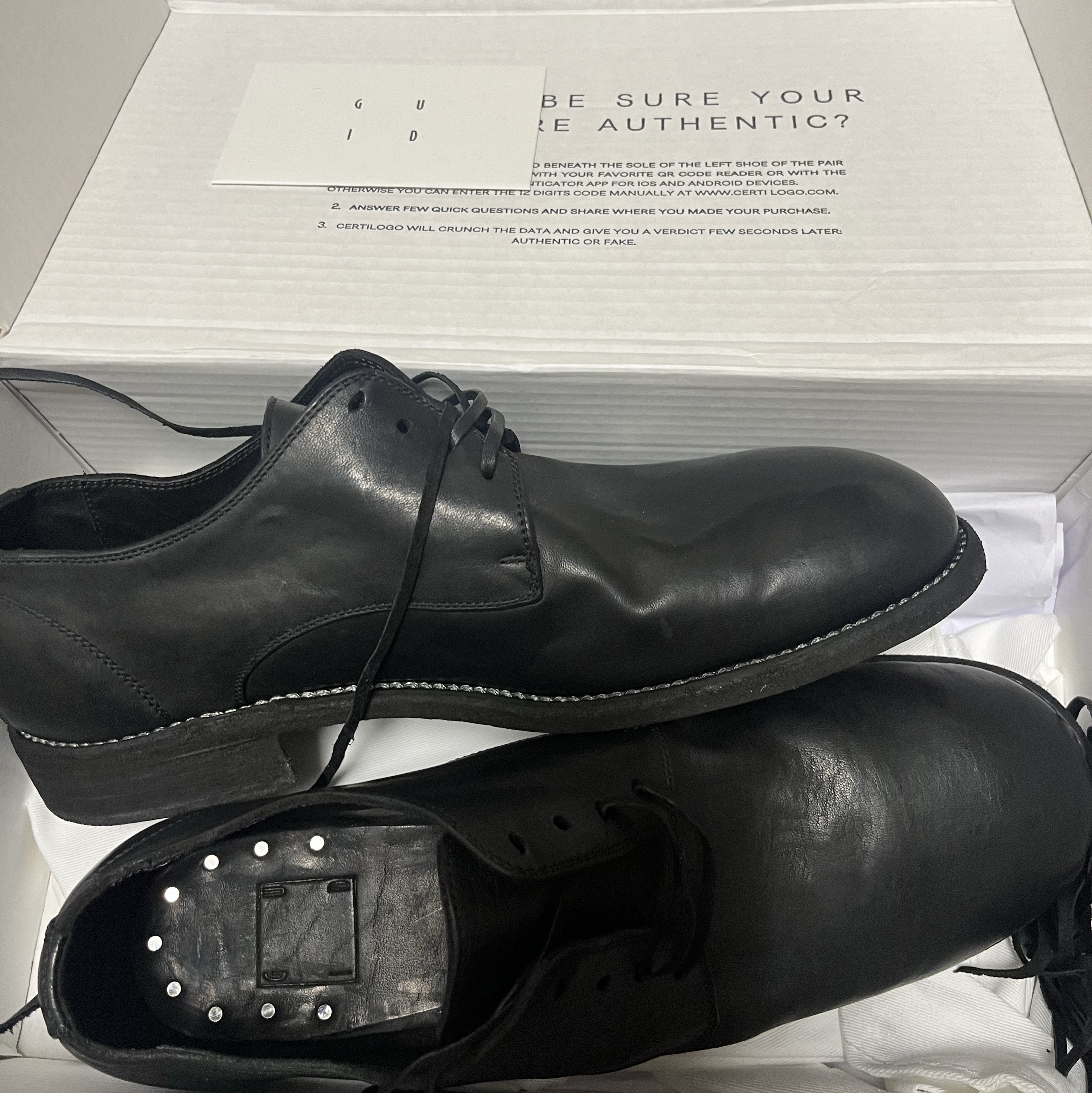Guidi 992X Horse Full Grain Leather Derby Black 착용 스타일