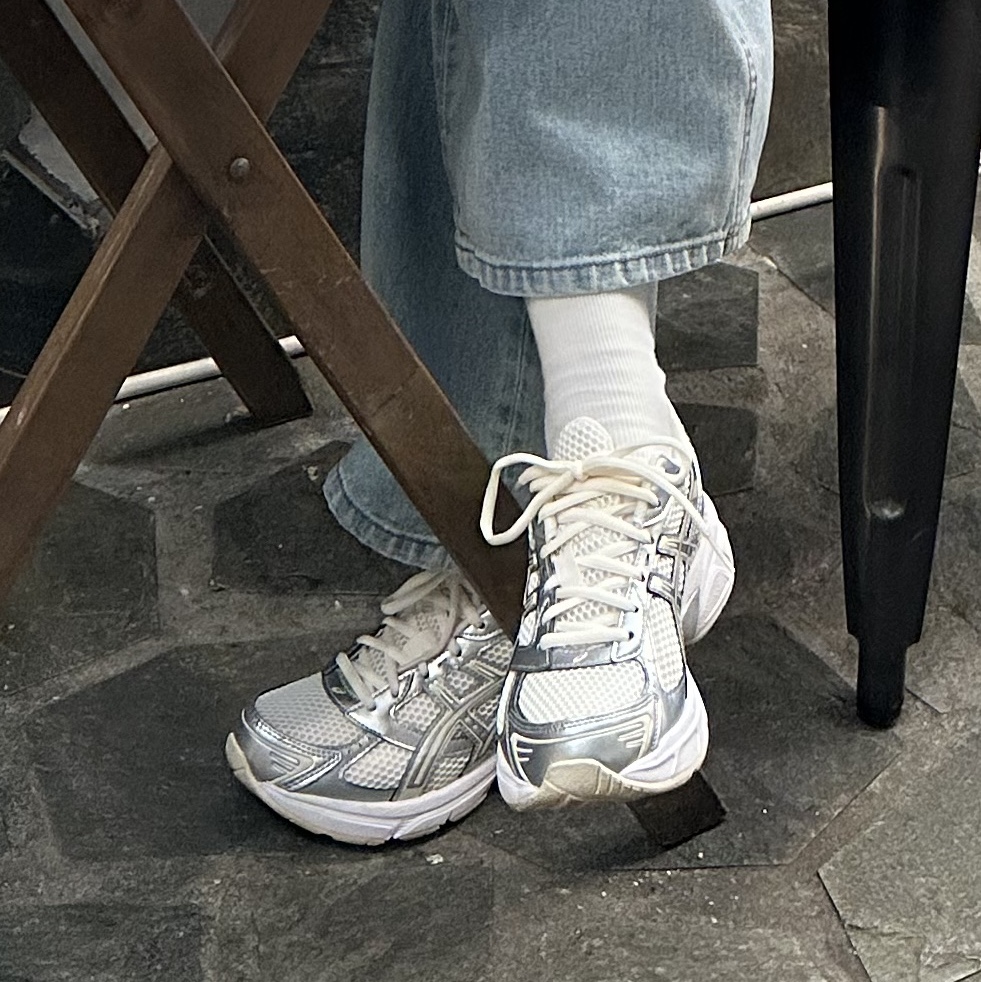 (W) Asics Gel-1130 Cream Pure Silver 착용 스타일