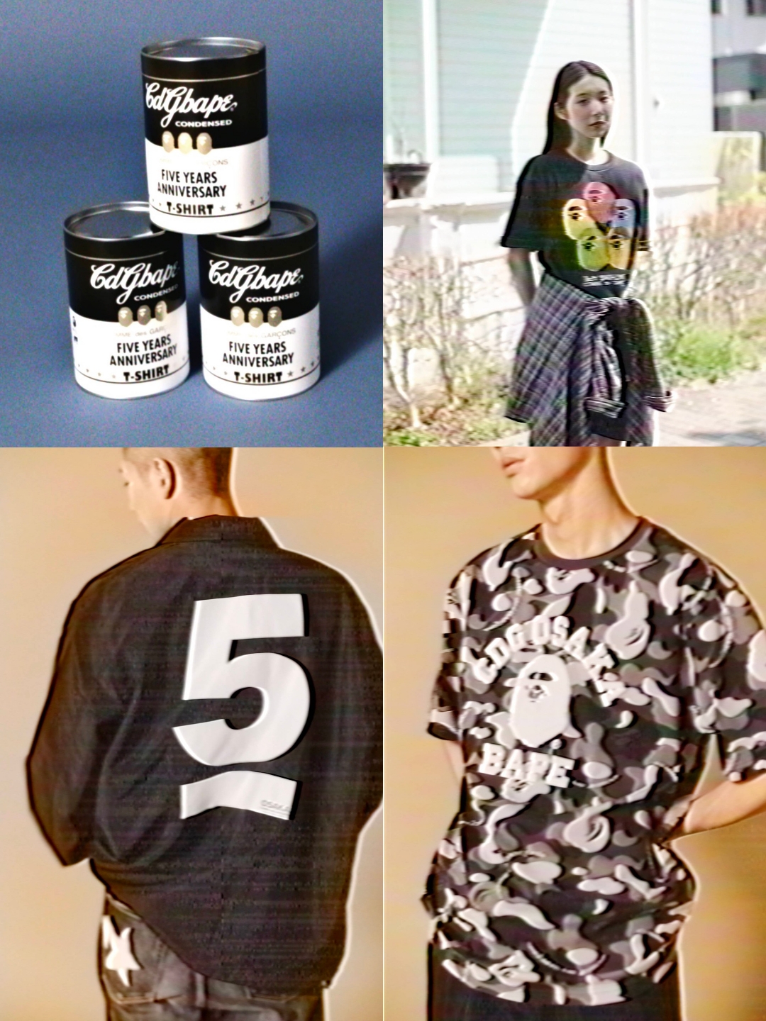 BAPE x Comme des Garcons Osaka Camo College T-Shirt Black, BAPE x Comme des Garcons Osaka T-Shirt Black 착용 스타일