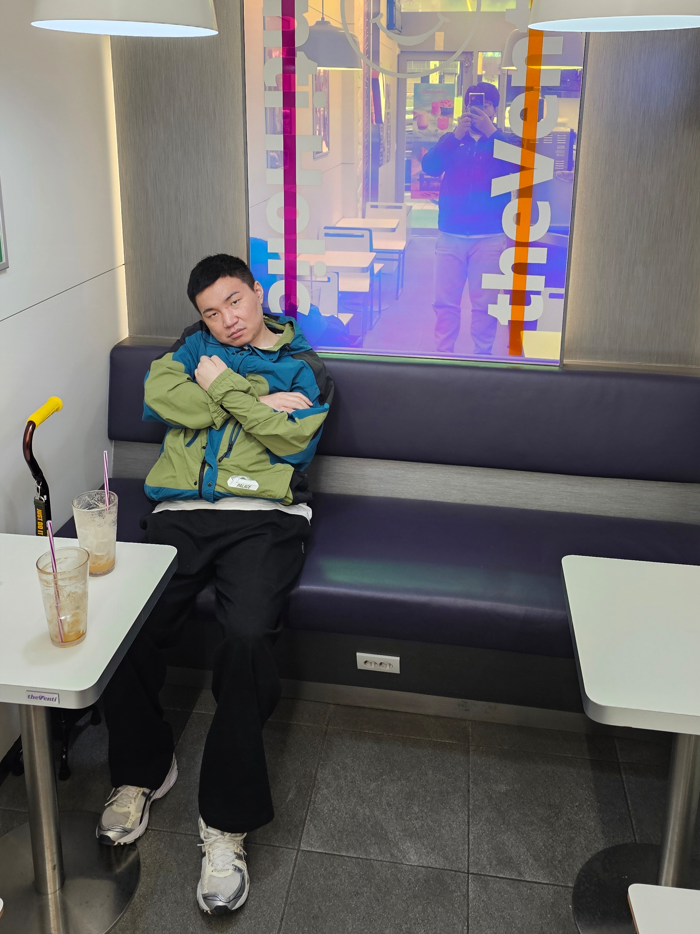 (W) Asics Gel-Kayano 14 White Midnight, Palace Powder Jacket Black Olive Teal - 22SS 착용 스타일