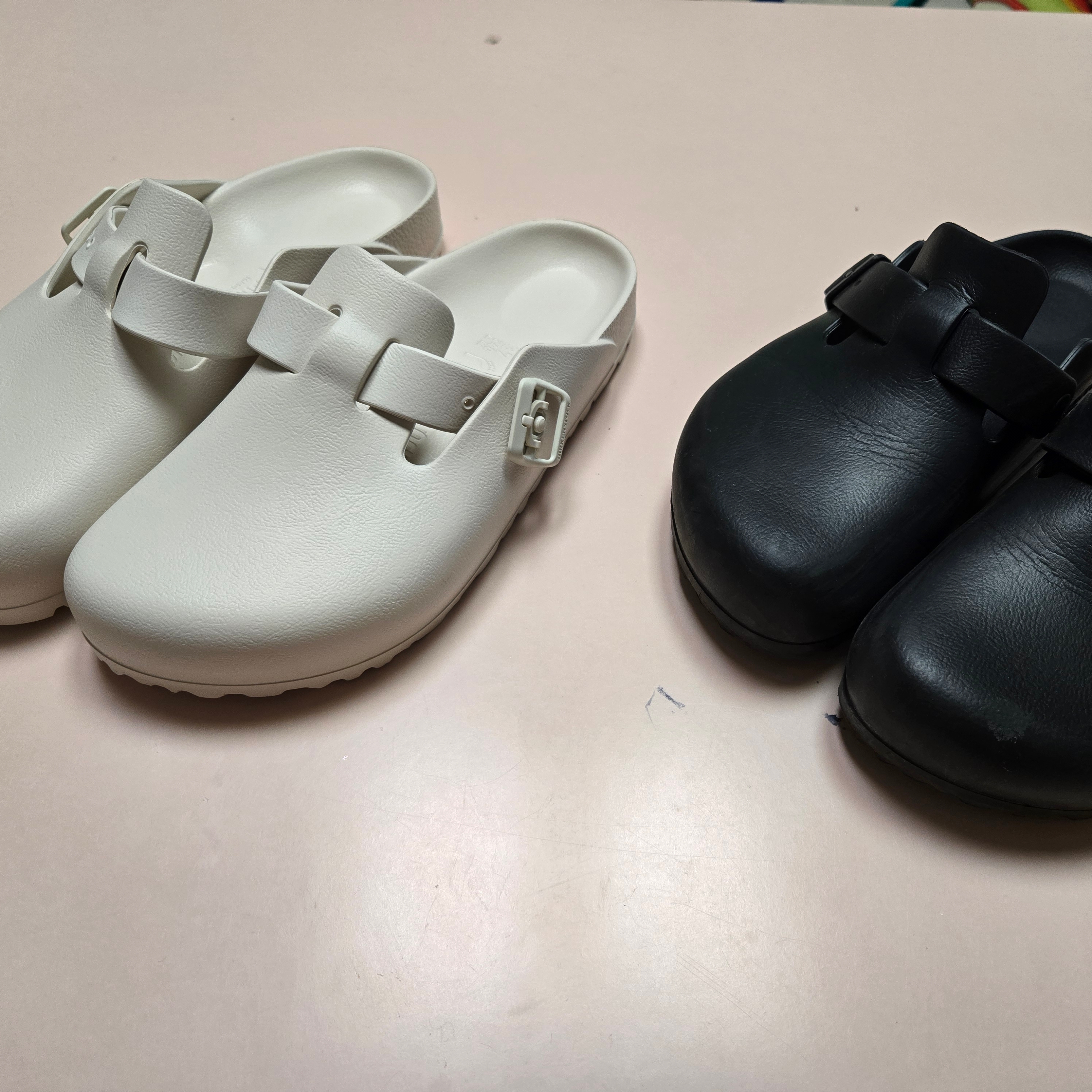 Birkenstock Boston Eva Eggshell - Narrow 착용 스타일