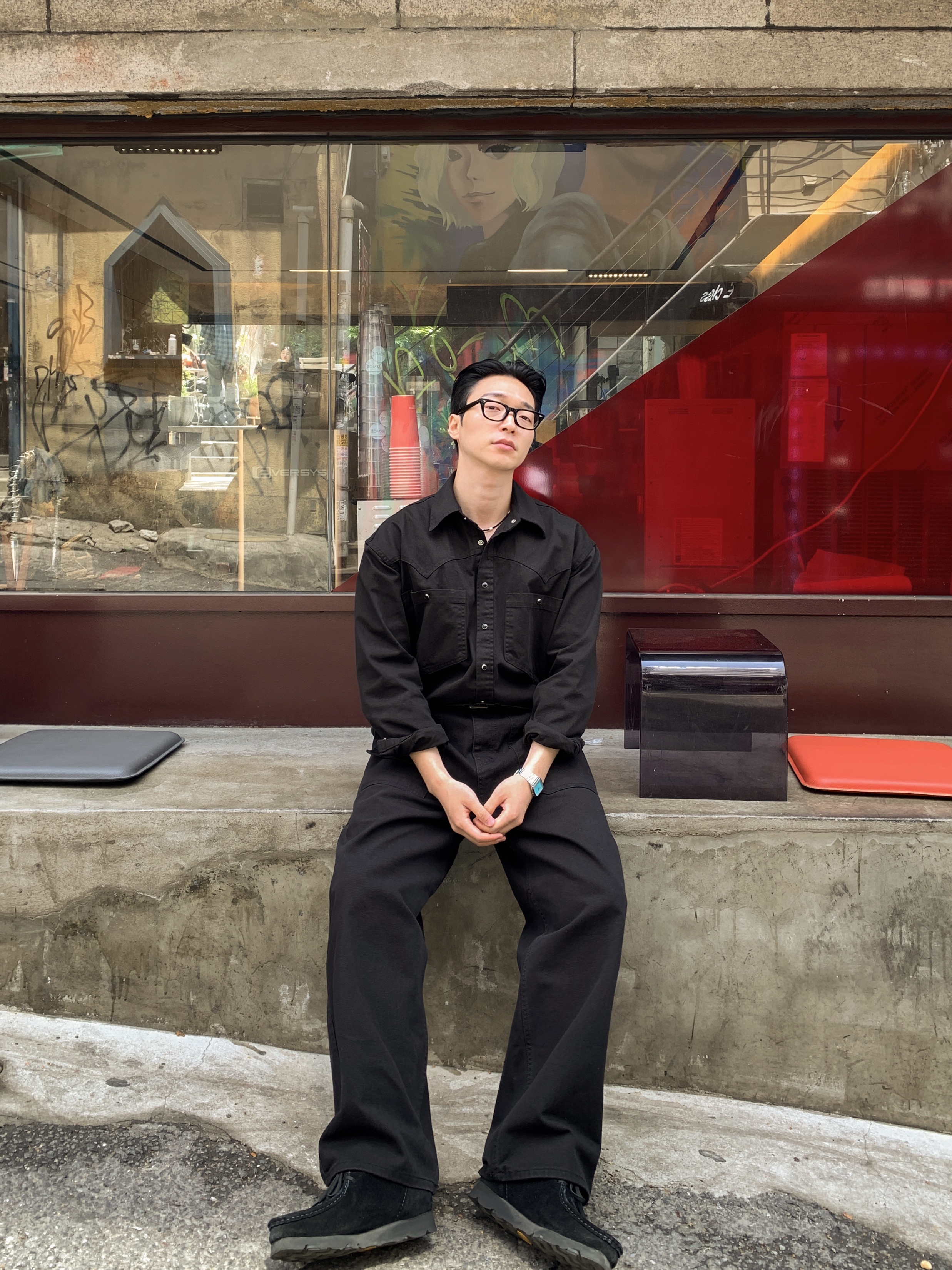 Clarks Wallabee Gore-Tex Black Suede, Clarks Wallabee Gtx Suede Black 착용 스타일 - 1