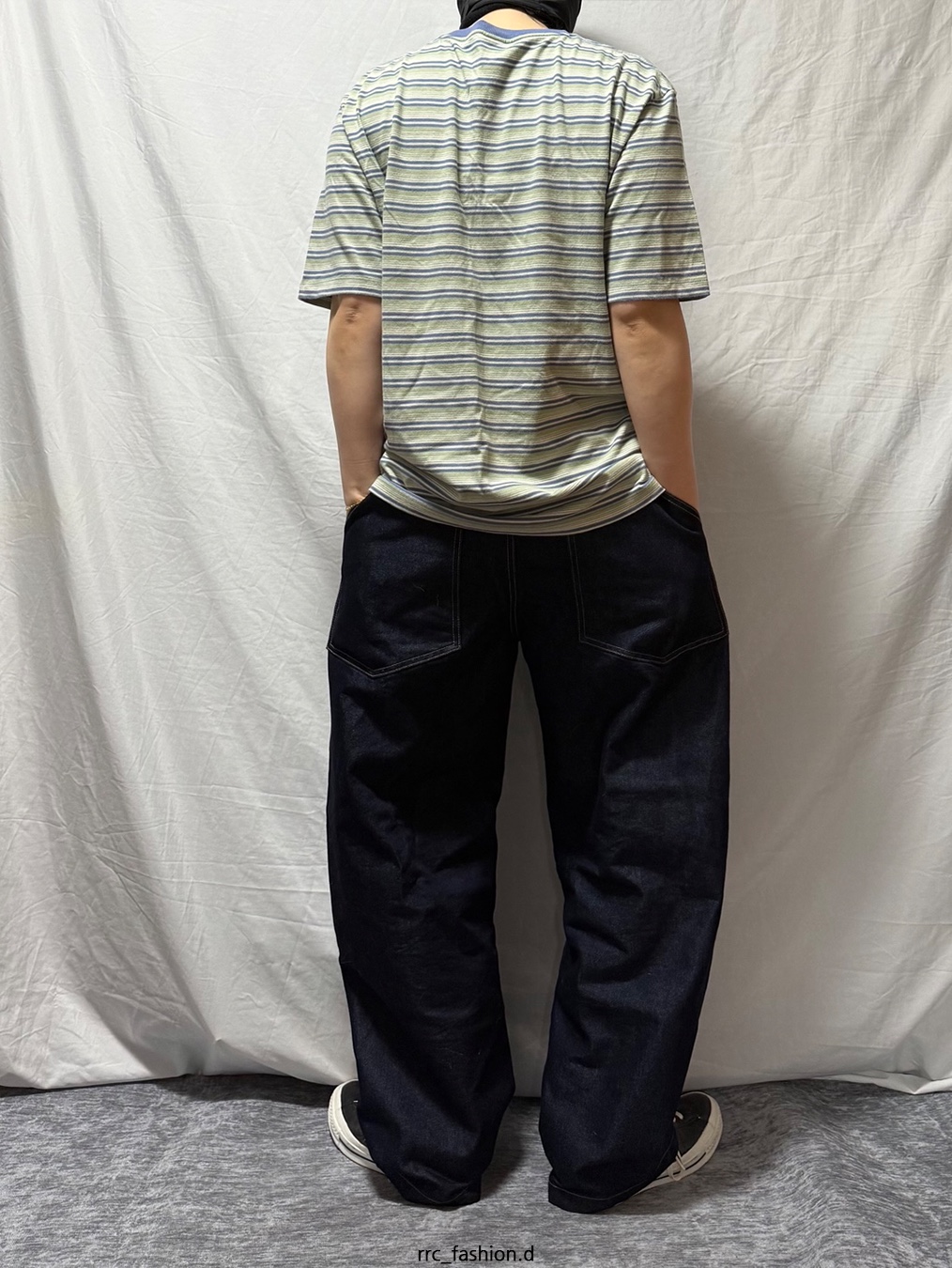 Converse One Star Ox HanByeol Black, Karactor 12.5oz Flaw Denim Pants Indigo 착용 스타일 - 2