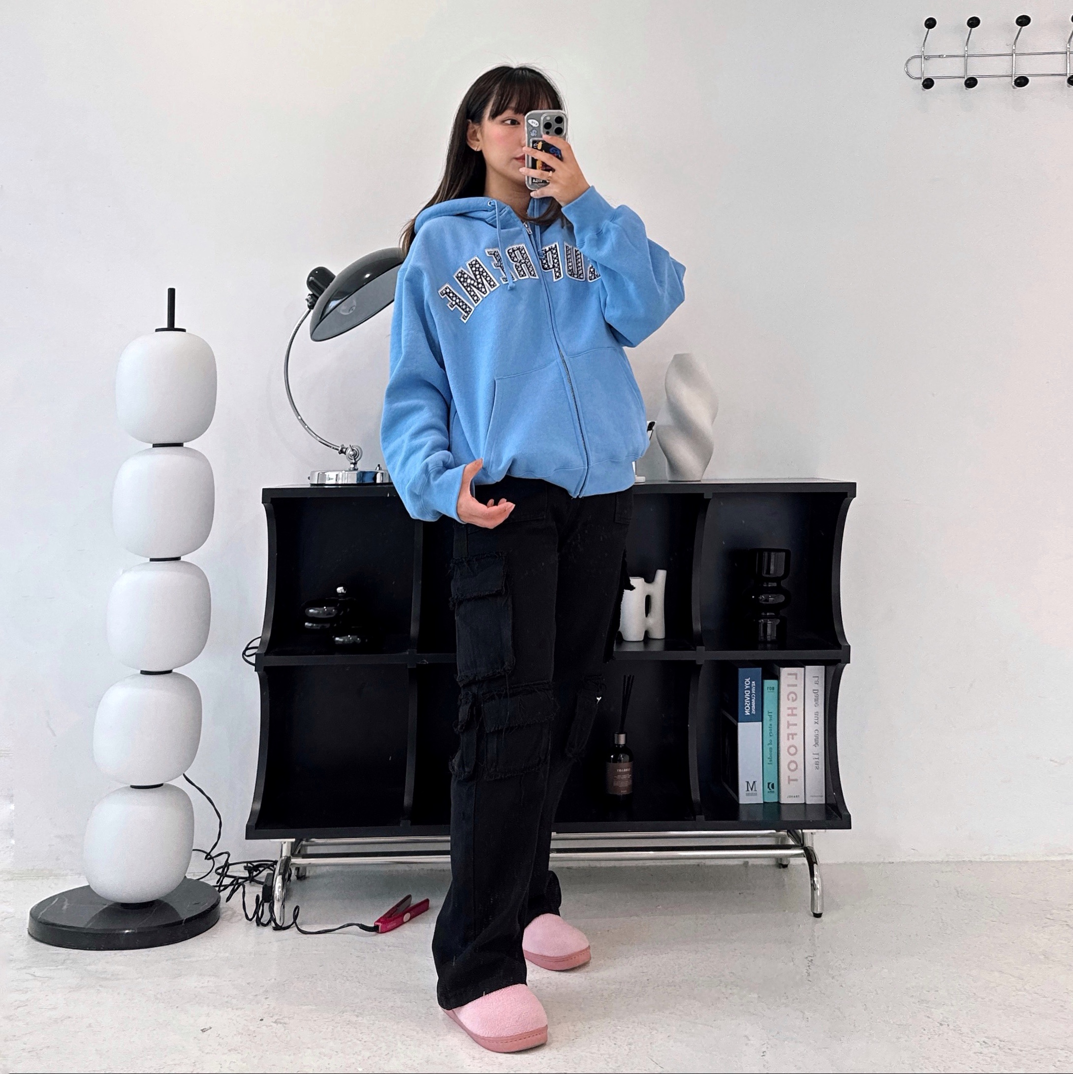 Supreme x B.B. Simon Zip Up Hooded Sweatshirt Light Blue - 25SS 착용 스타일