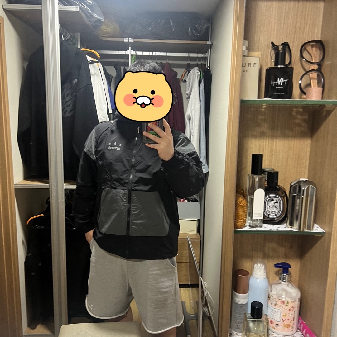 IAB Studio Wind Jacket Pack Black Silver, IAB Studio Heavy Sweat Shorts Gray - 23FW 착용 스타일