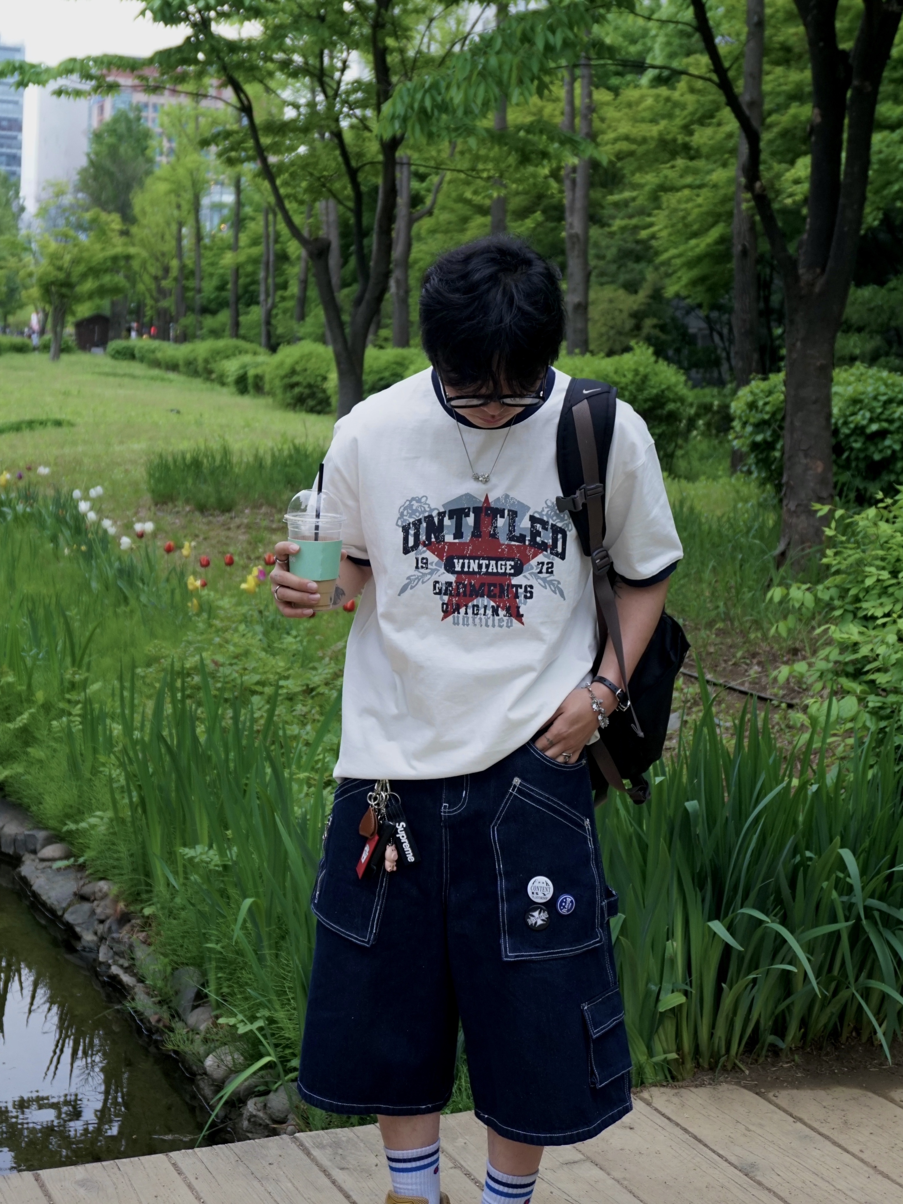 Flavorism Carpenter Bermuda Denim Pants Indigo, Remagine Hybrid Derby Shoes Starting Bigger Wheat 착용 스타일 - 8