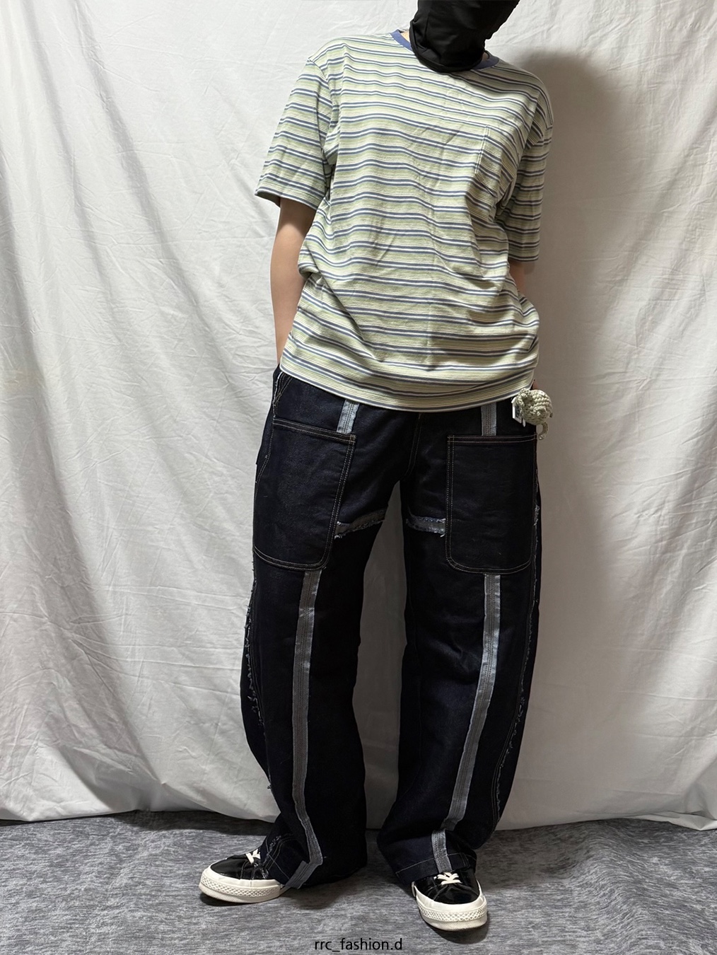 Converse One Star Ox HanByeol Black, Karactor 12.5oz Flaw Denim Pants Indigo 착용 스타일 - 1