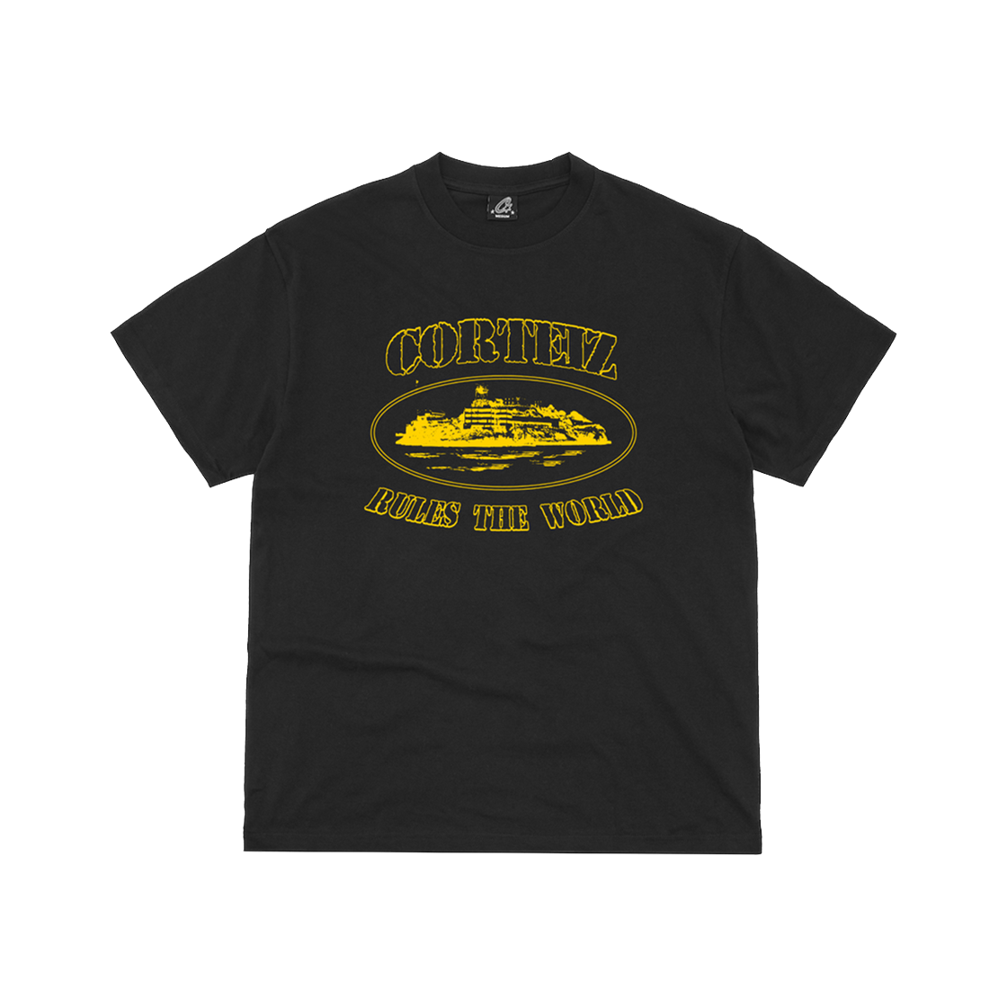 코르테이즈 OG 알카트라즈 티셔츠 블랙 옐로우(Corteiz OG Alcatraz T-Shirt Black Yellow)