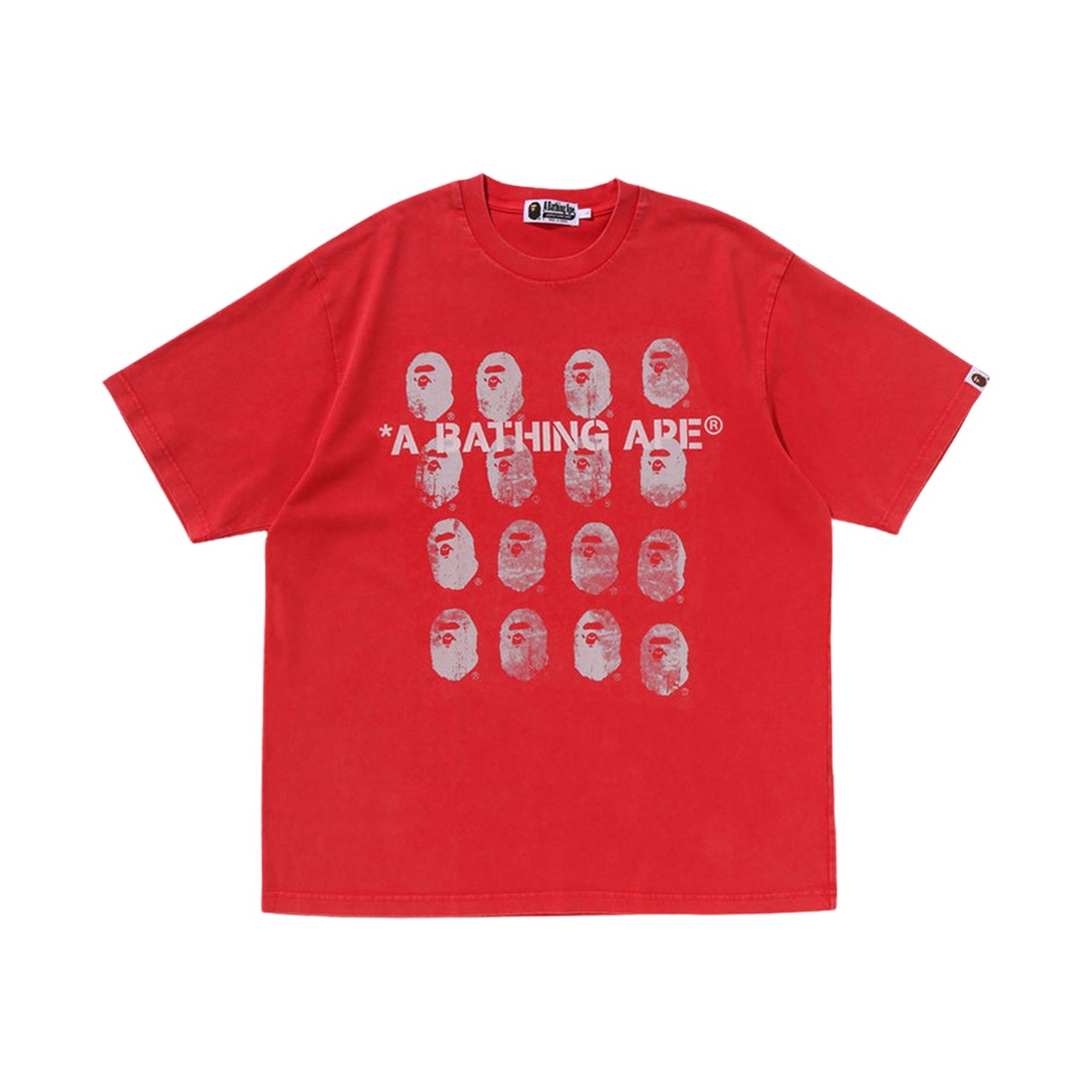 - BAPE Garment Dye Logo Relaxed Fit T-Shirt Red