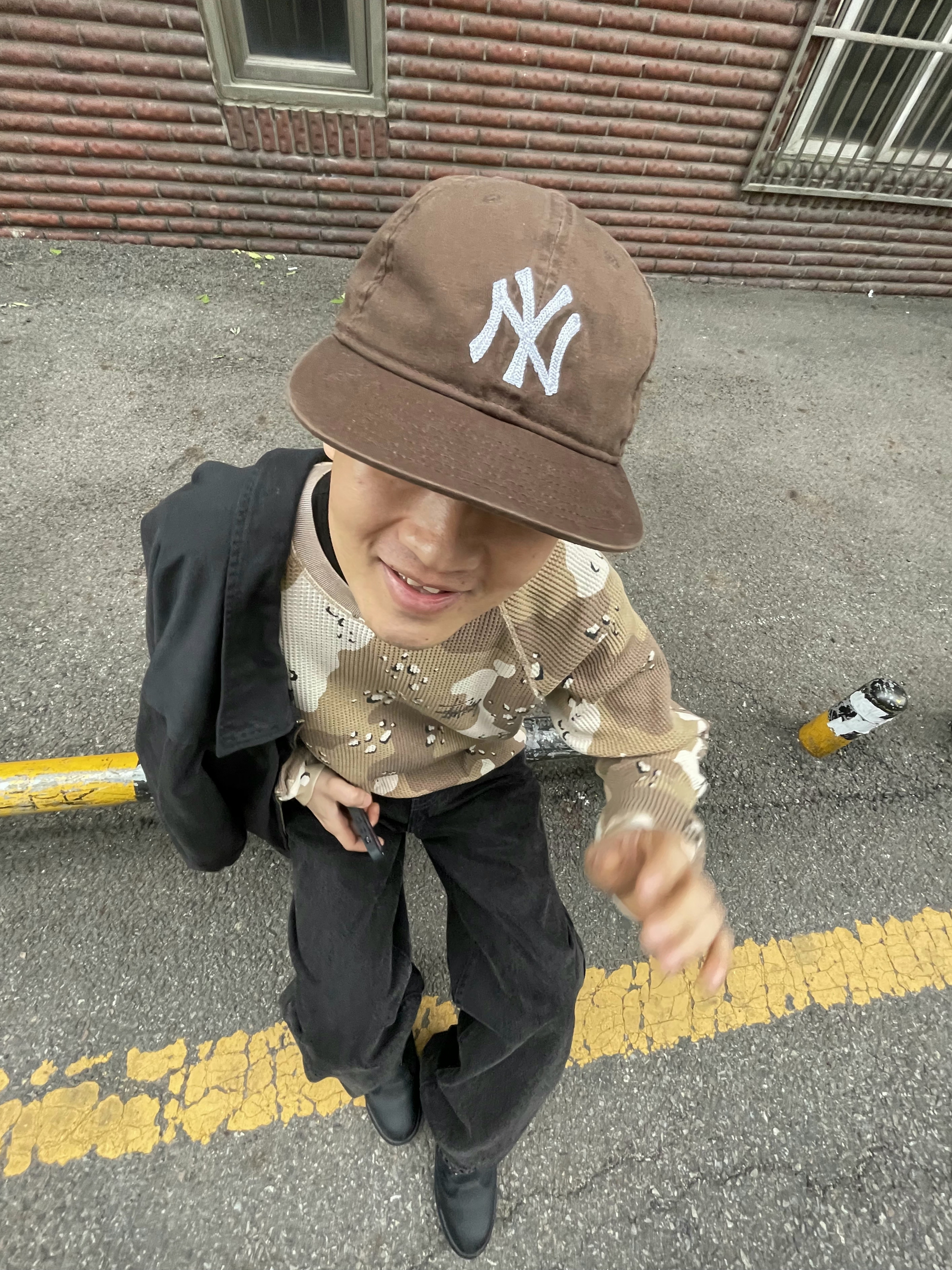 Stussy Raglan Thermal LS Crew Desert Camo 착용 스타일 - 2