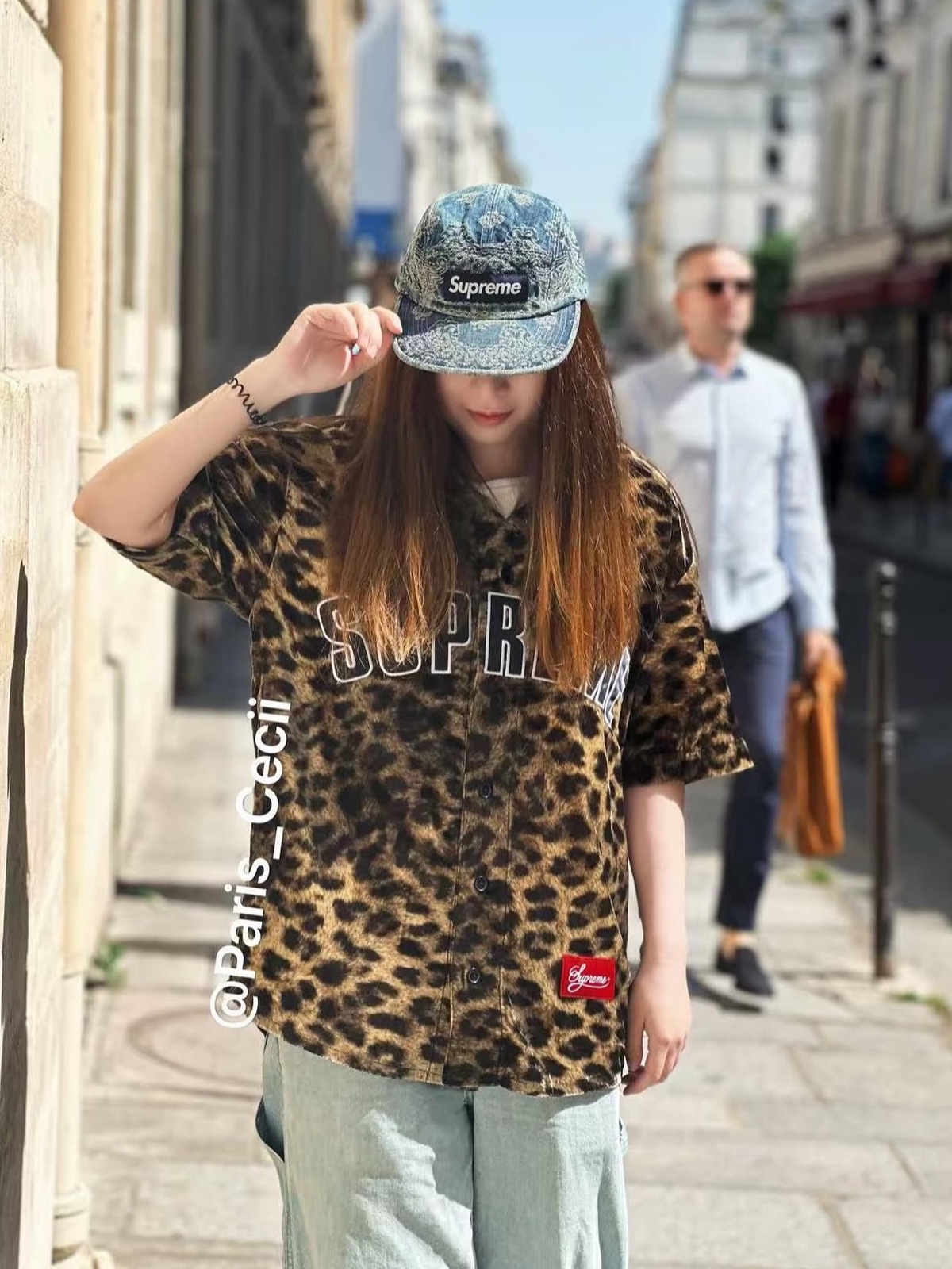 Supreme Velvet Baseball Jersey Leopard - 25SS 착용 스타일 - 3