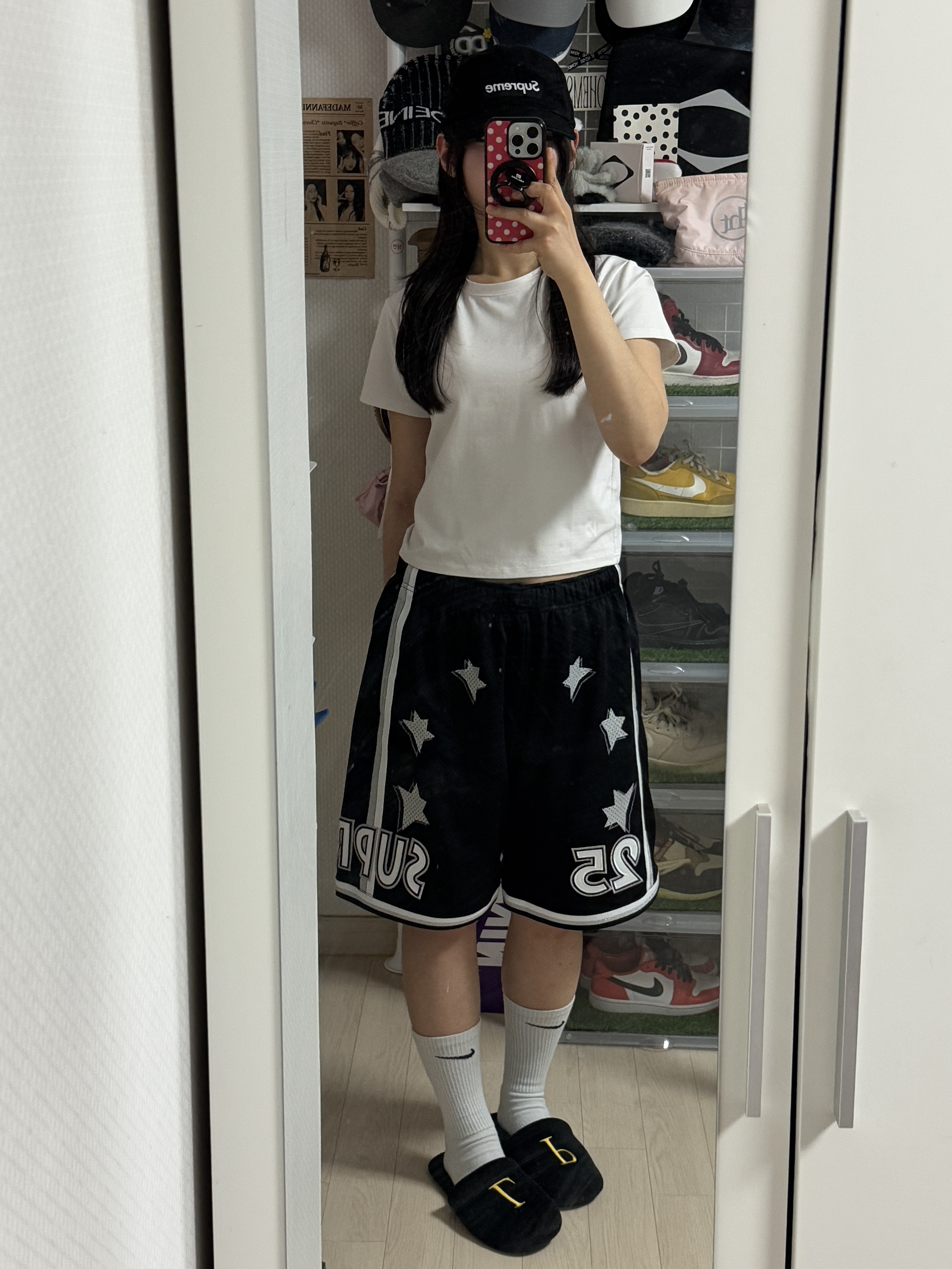 Supreme All Star Basketball Shorts Black - 25SS, Supreme Military Camp Cap Black - 23SS 착용 스타일 - 1