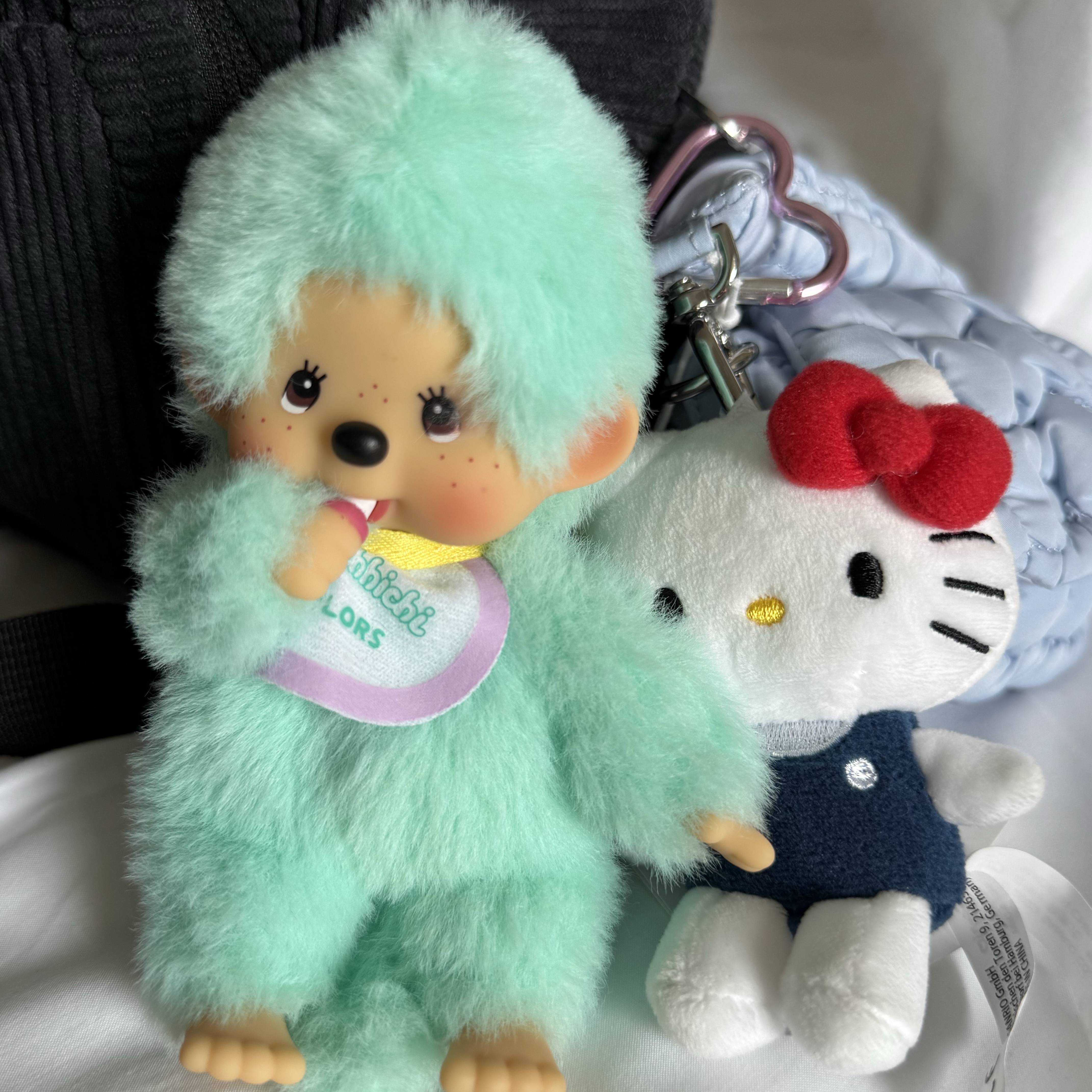 Monchhichi Colors Key Chain Mint Green, Sanrio Hello Kitty Mini Mascot Holder 착용 스타일