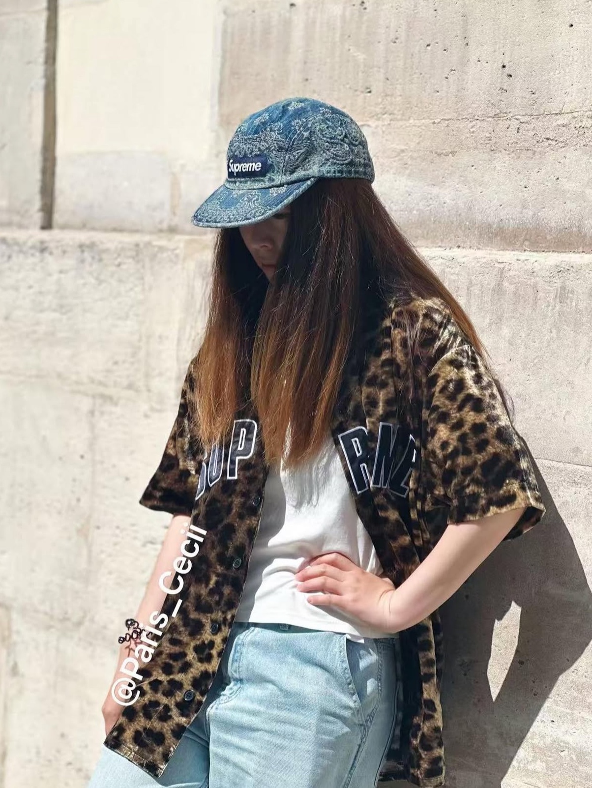 Supreme Velvet Baseball Jersey Leopard - 25SS 착용 스타일 - 4