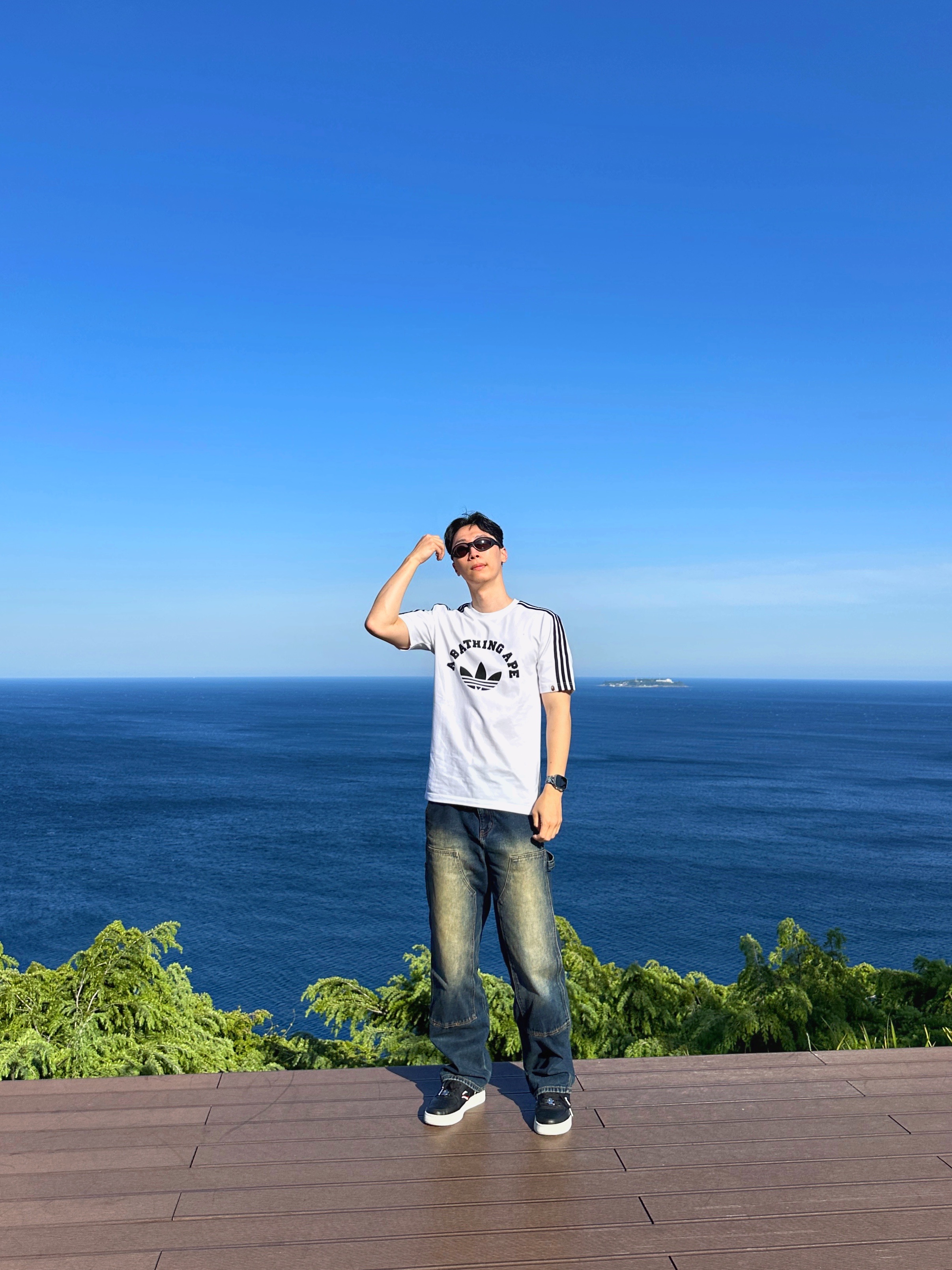 Adidas x BAPE T-Shirt White - KR Sizing, BAPE Bape Sta Shark M2 Black 착용 스타일 - 1