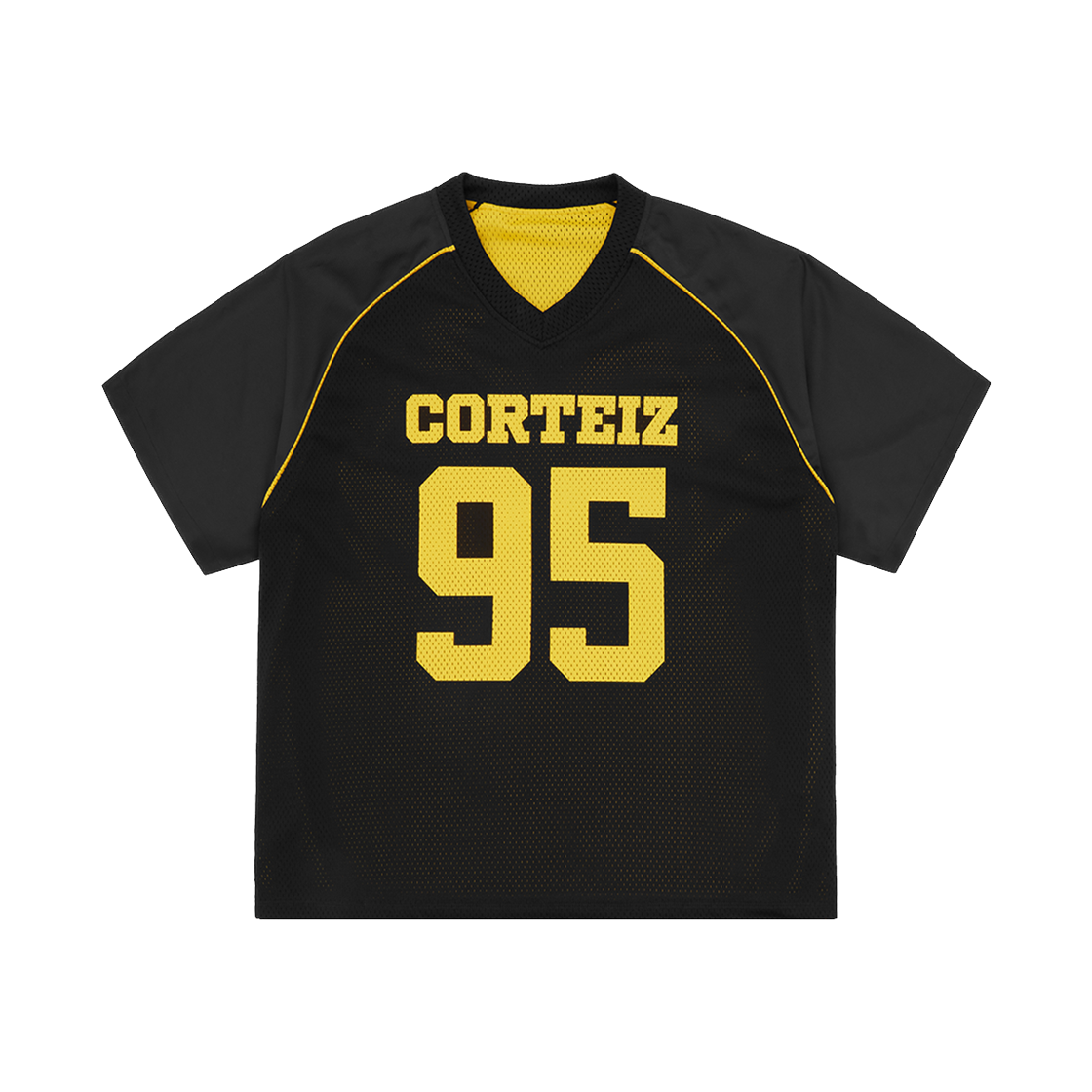 코르테이즈 95 리버시블 메쉬 저지 블랙 옐로우(Corteiz 95 Reversible Mesh Jersey Black Yellow)