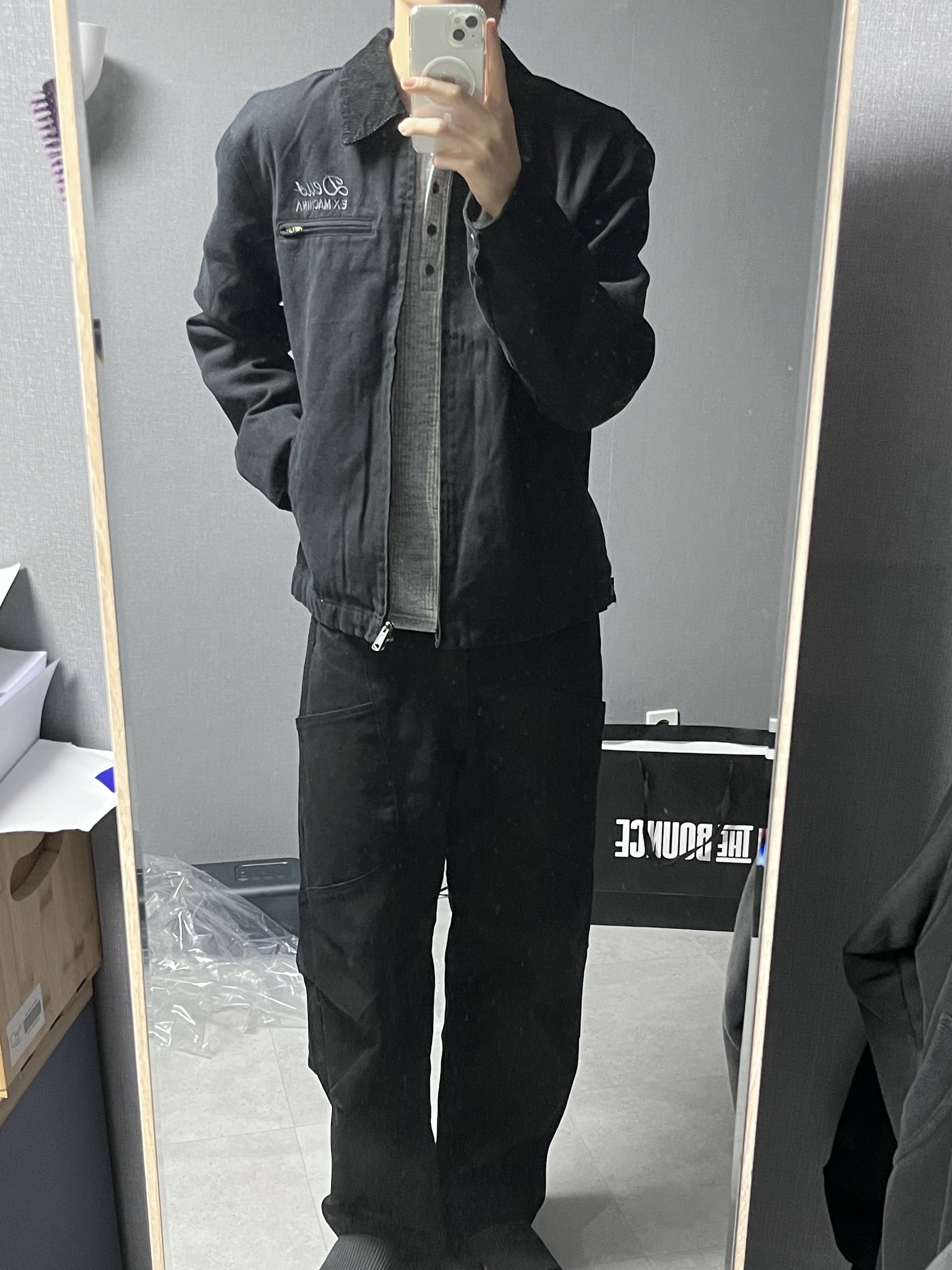 Deus Ex Machina Seoul Address Workwear Jacket Black, Asics Jog 100 2 Black 착용 스타일 - 2