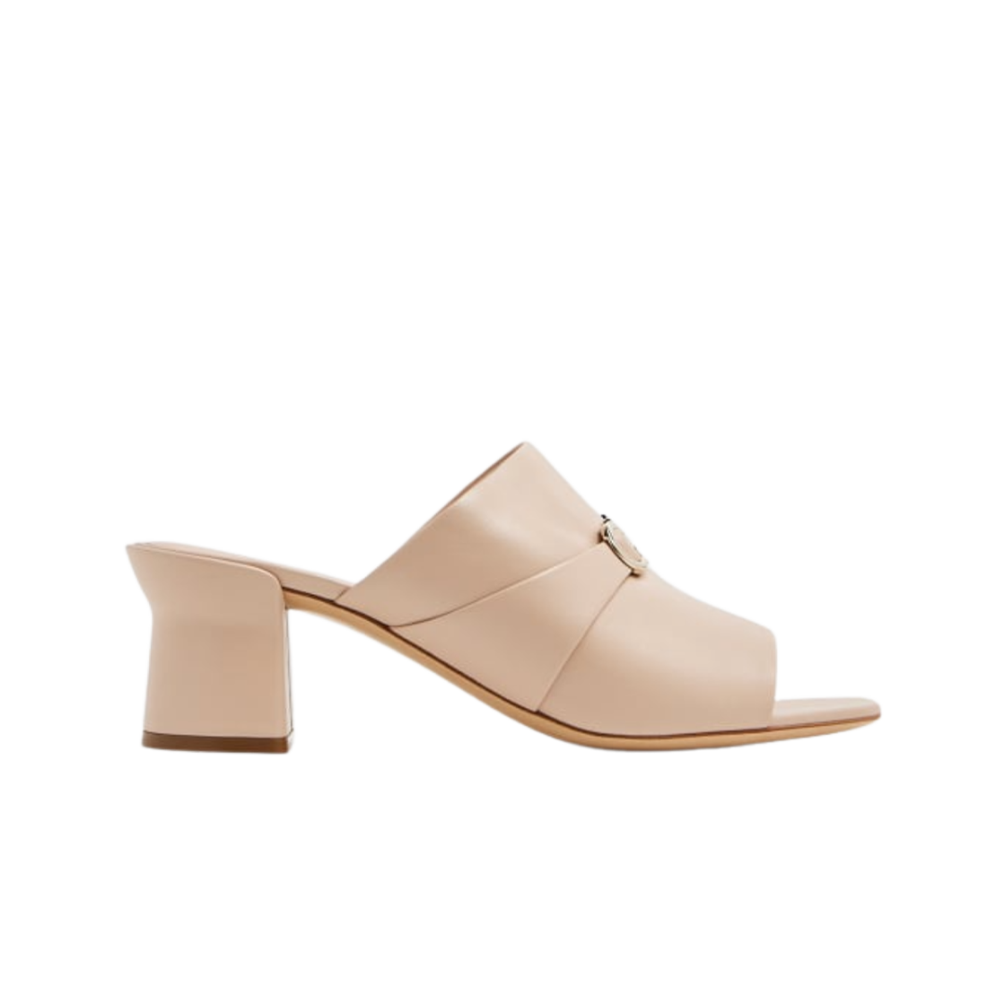 01E486-757837 (W) Ferragamo Double Gancini Slip On Mule Beige