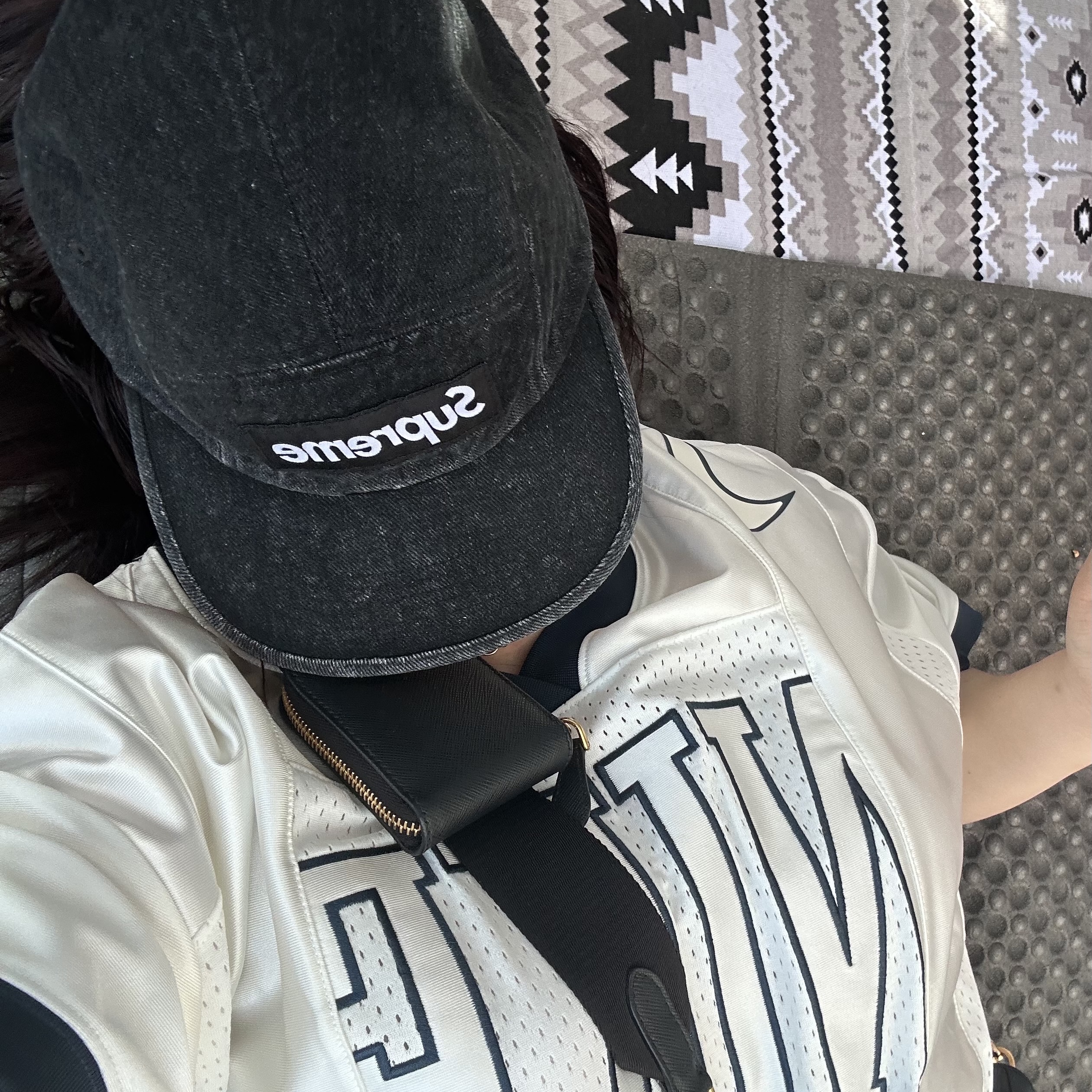 Supreme Denim Camp Cap Black - 24SS 착용 스타일