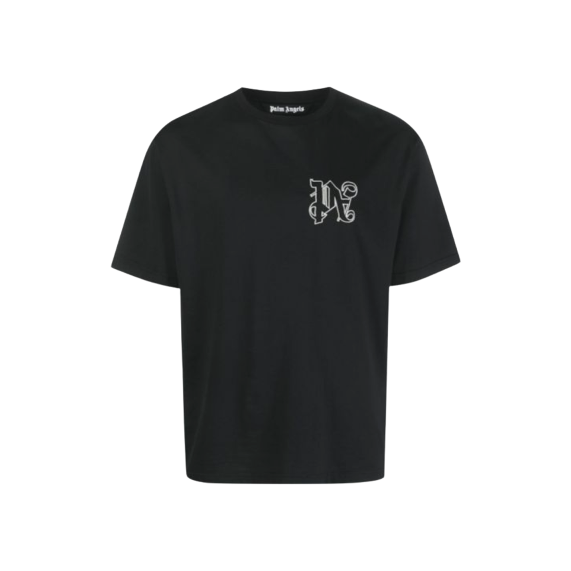 팜 엔젤스 자수 모노그램 레귤러 티셔츠 블랙(Palm Angels Embroidered Monogram Regular T-Shirt Black) - 1