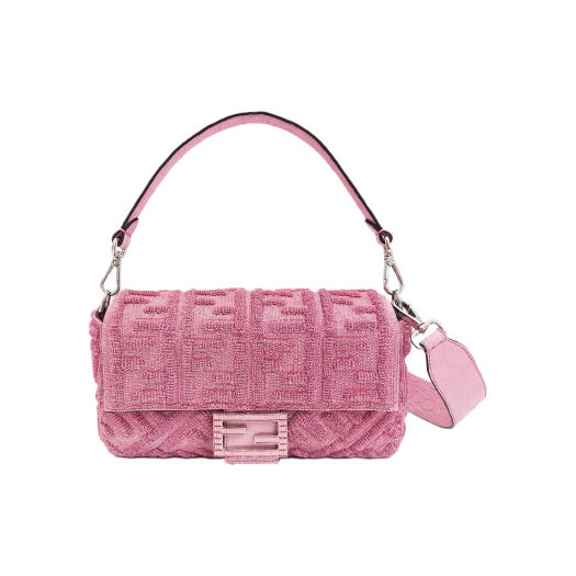 ITRPK9NAVWKT Fendi Sequin Palladium Buckle Baguette Bag Medium Pink