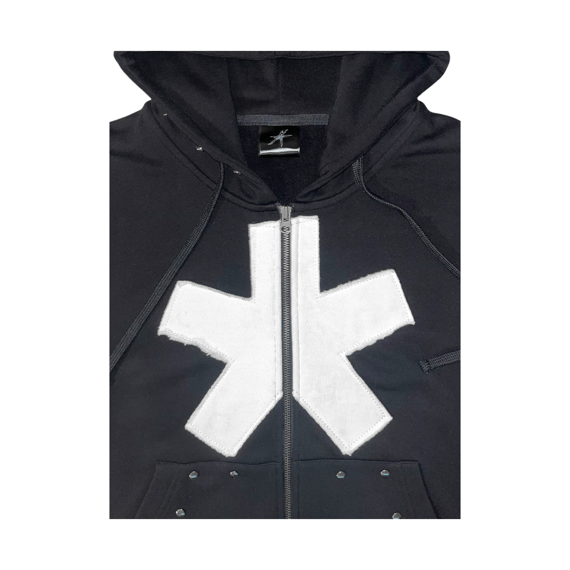 스모크어스타스타 패치 후드집업 블랙(Smokeastar
Star Patched 
Hoodie Zip-Up
 Black) - 3