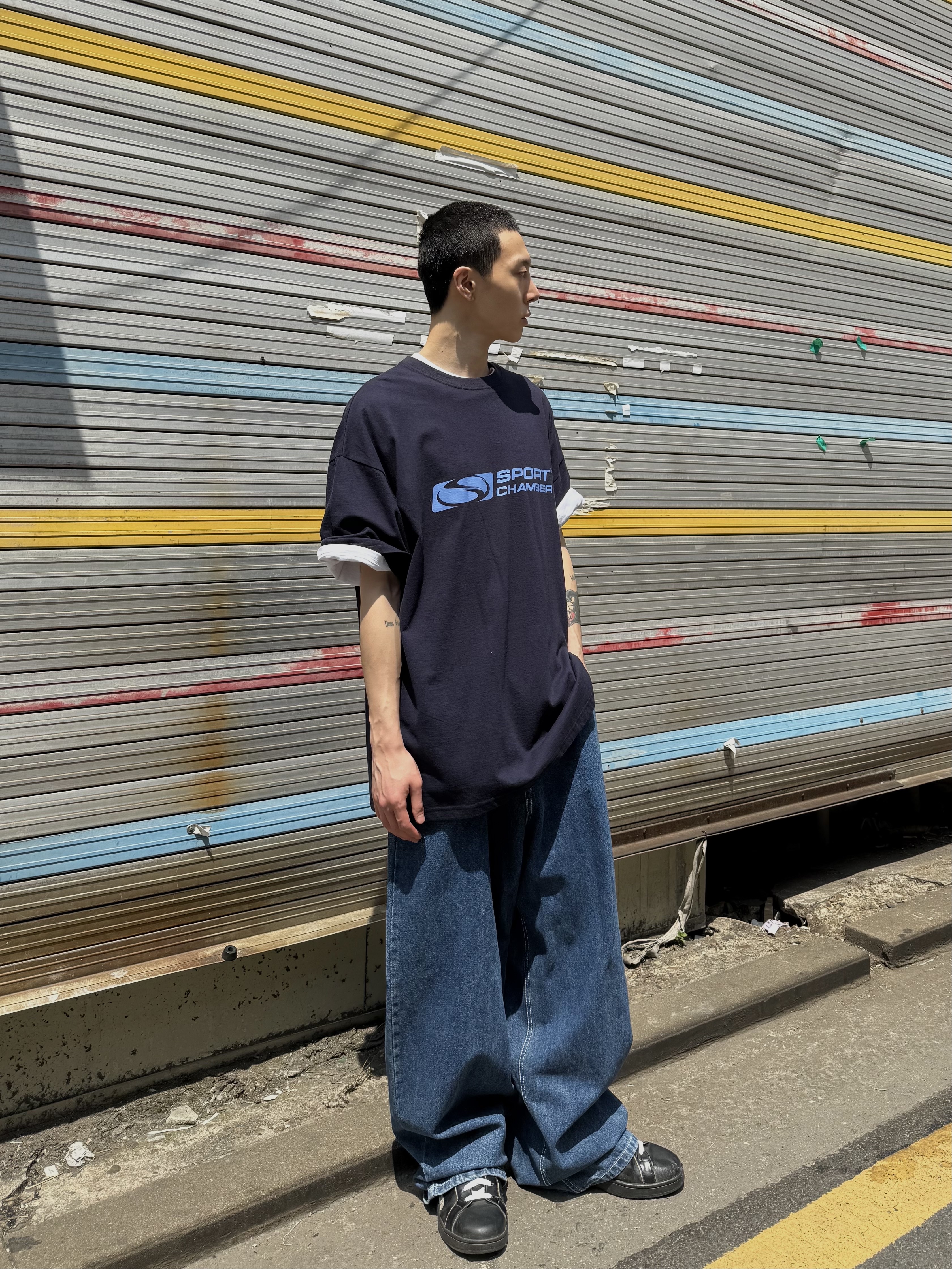 SPORT CHAMBER SC Flash T-shirt Navy 착용 스타일 - 1