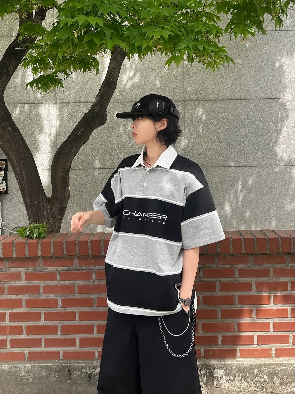 SPORT CHAMBER SC Flash Rugby T-Shirt Black 착용 스타일 - 1