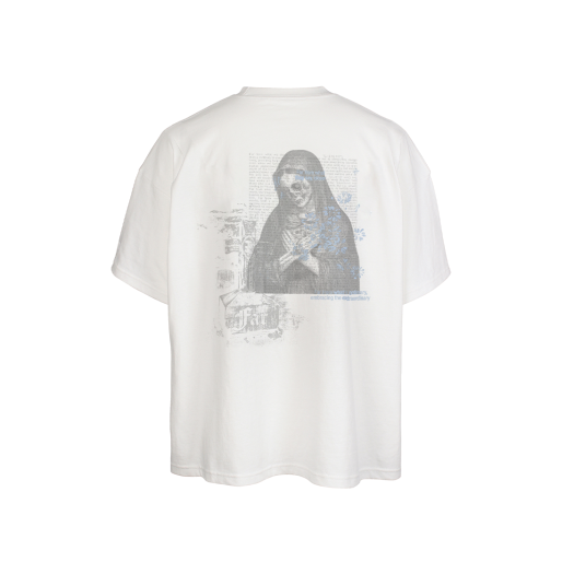 25015-1111-011-WH Farfromwhat Far Skull Nun Graphic T-Shirts White