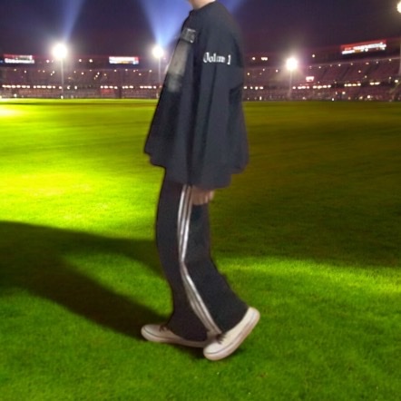 Yeezy Vultures Long T-Shirt Black, (W) Adidas Primeblue Relaxed Wide Leg Pants Black - KR Sizing 착용 스타일 - 1