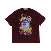 BAPE Heavy Washed Logo Relaxed Fit T-Shirt Burgundy