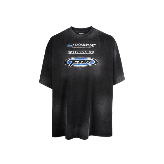 23033-1111-011-BK Farfromwhat Far Washed Logo T-Shirts Black