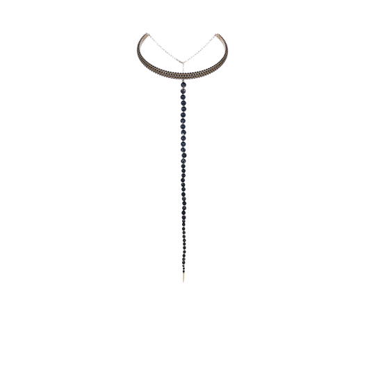 ITILAQ9487BL Dior Black Stone Drop Choker Black Gold
