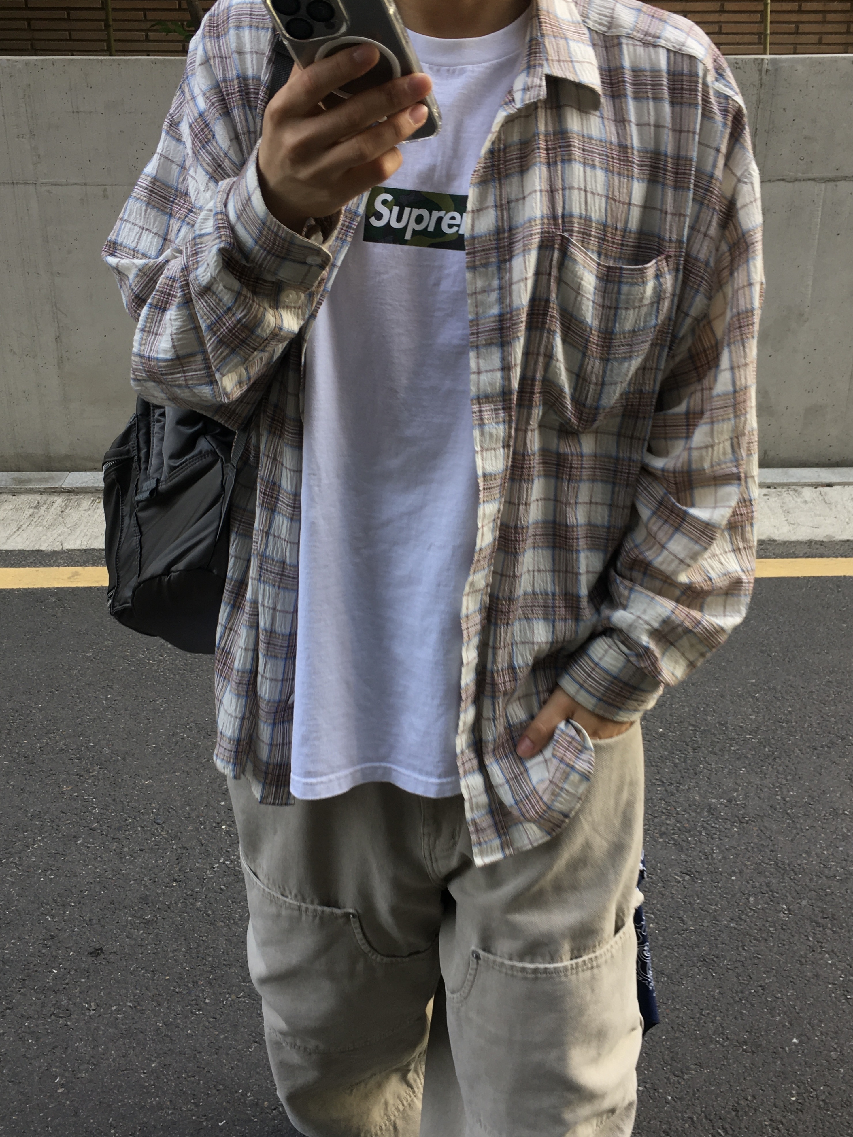 Nonnod Double Knee Cover Pants Vintage Beige, Balenciaga Combat Strike 20mm Boots Black 착용 스타일 - 2