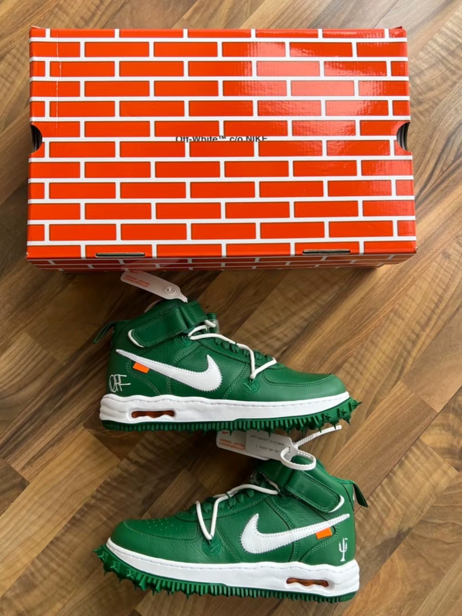 Nike x Off-White Air Force 1 Mid SP Leather Pine Green 착용 스타일