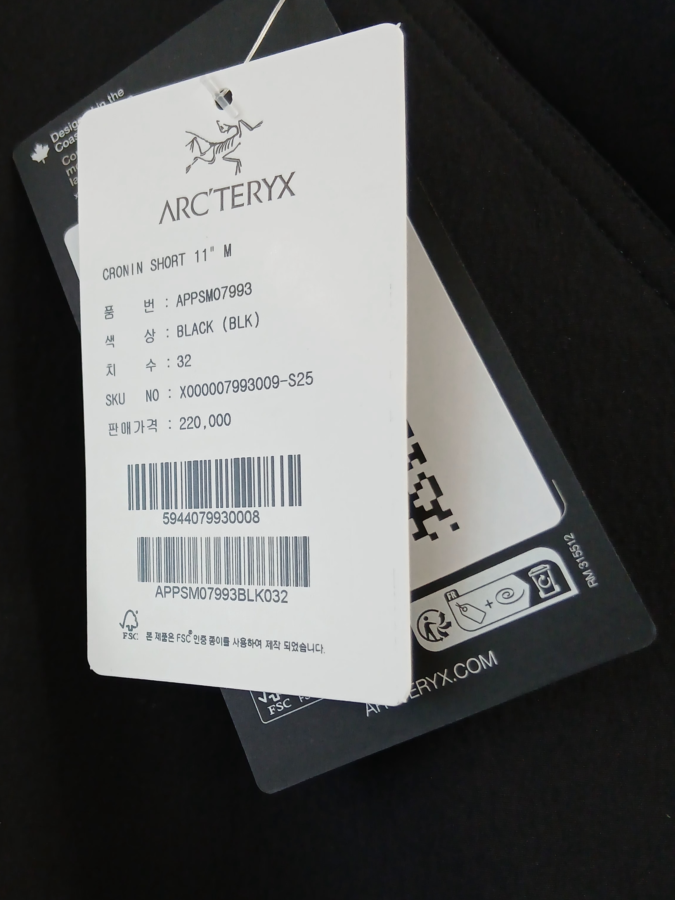 Arc'teryx Cronin Shorts 11 Inch Black 착용 스타일 - 2