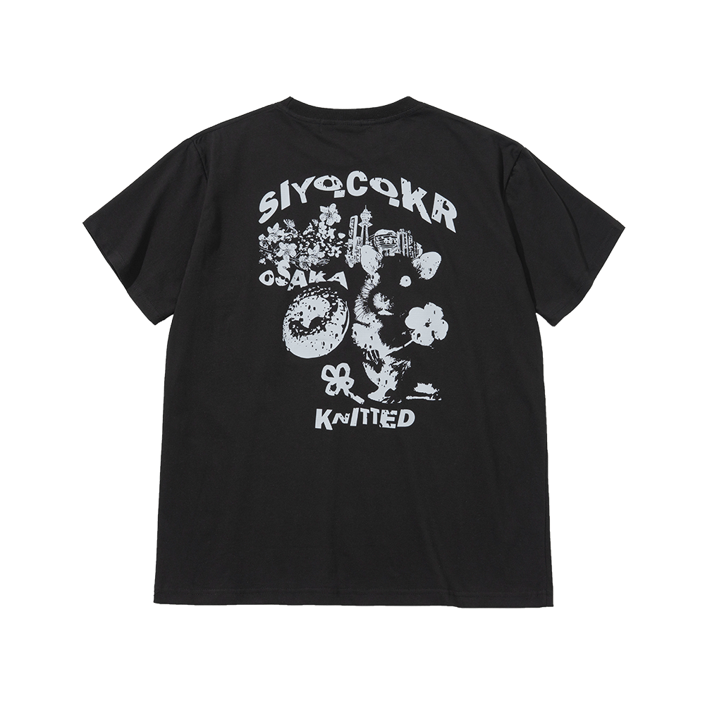 니티드 X QWER시연 오사카 햄스터 그래픽 티셔츠 블랙